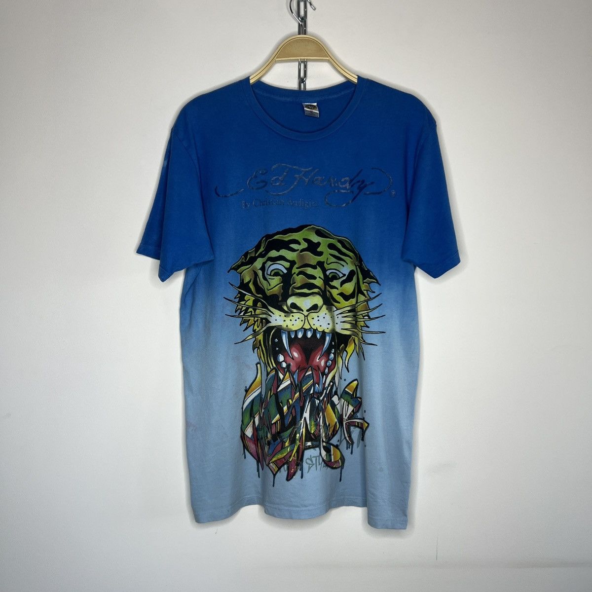 Ed Hardy × JNCO × Vintage Y2K Ed Hardy Christian Audigier Tiger Rhinestone Tee Size US L / EU 52-54 / 3 - 1 Thumbnail