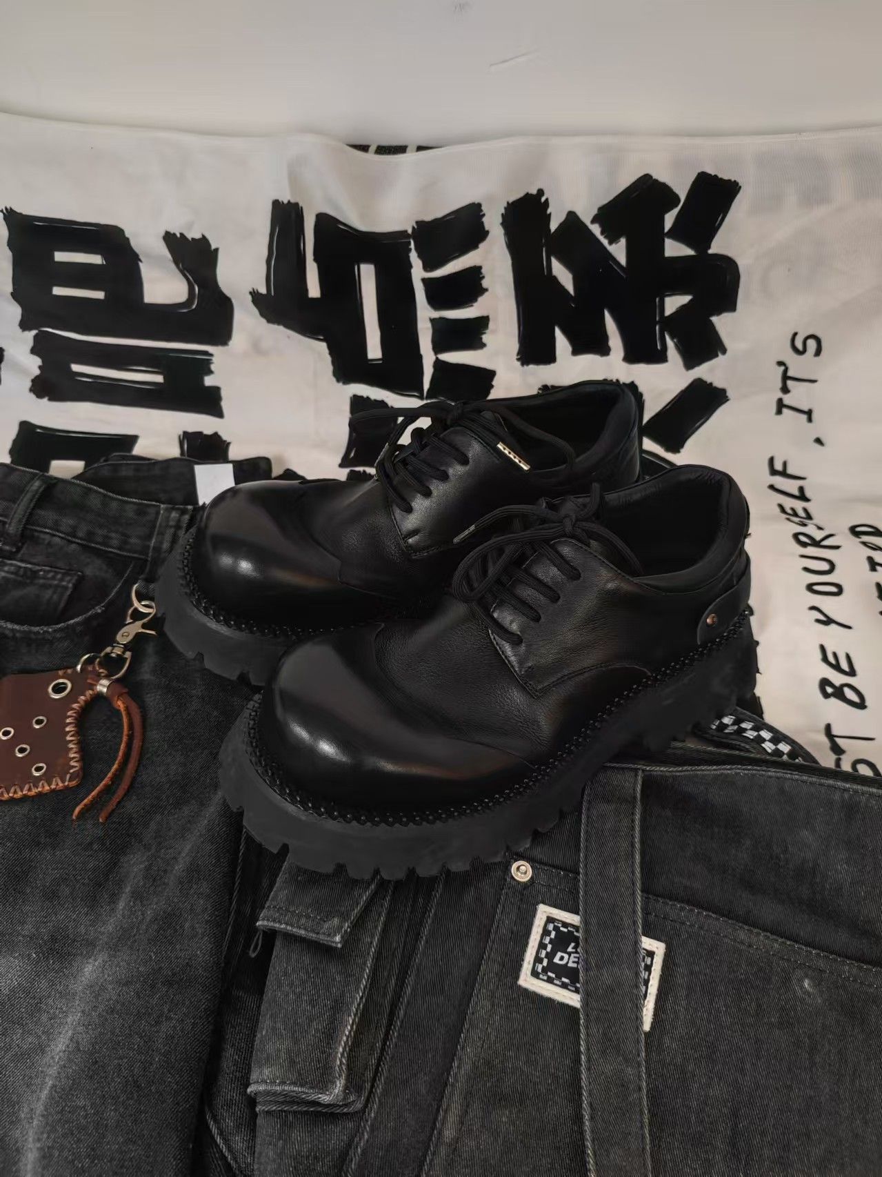 Japanese Brand × Vintage Cowhide Derby Shoes Thick Sole Big Head Shoes Size US 10 / EU 43 - 2 Thumbnail