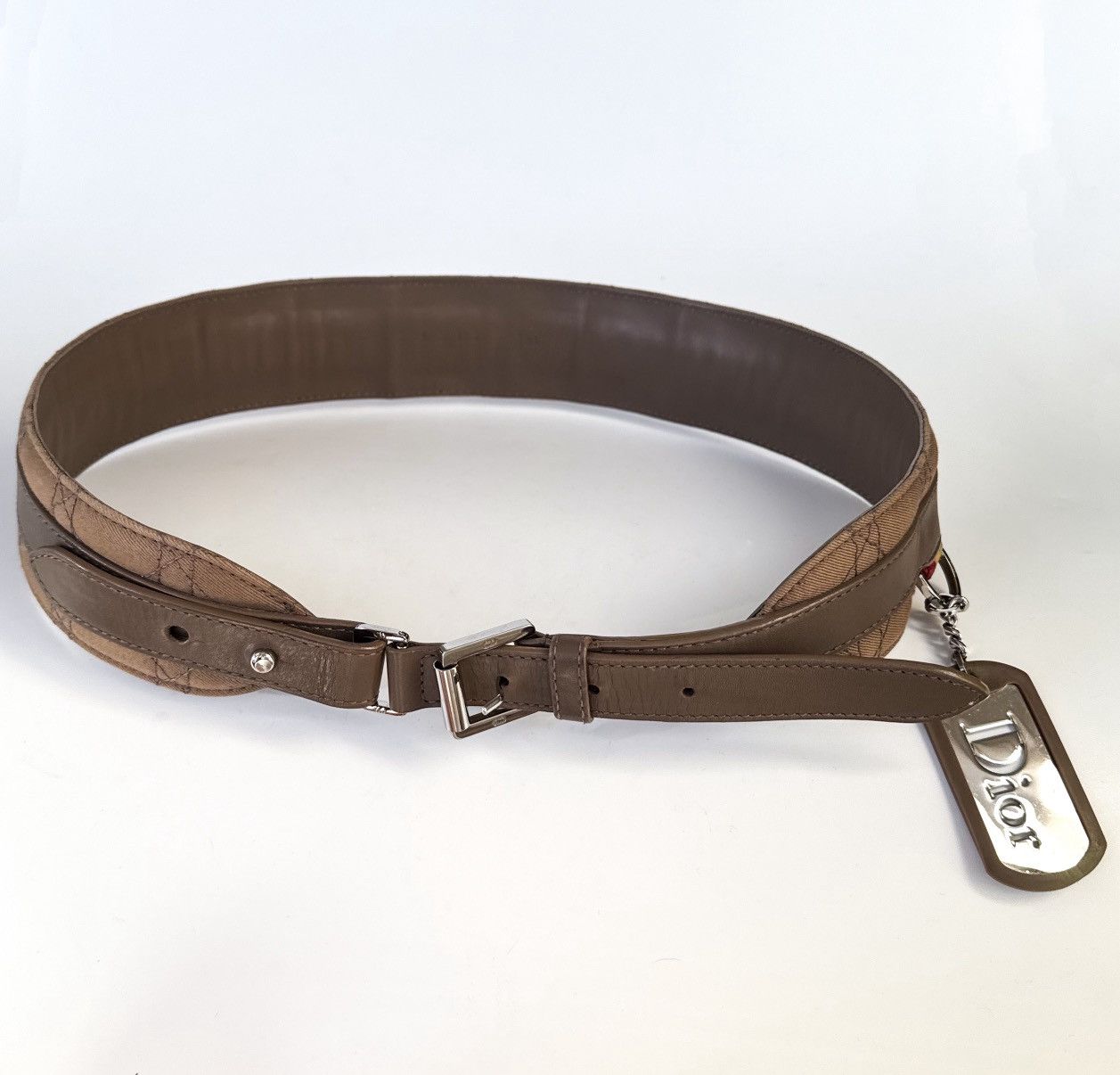 Dior Christian Dior khaki olive brown belt quilted Cannage Size ONE SIZE - 12 Thumbnail