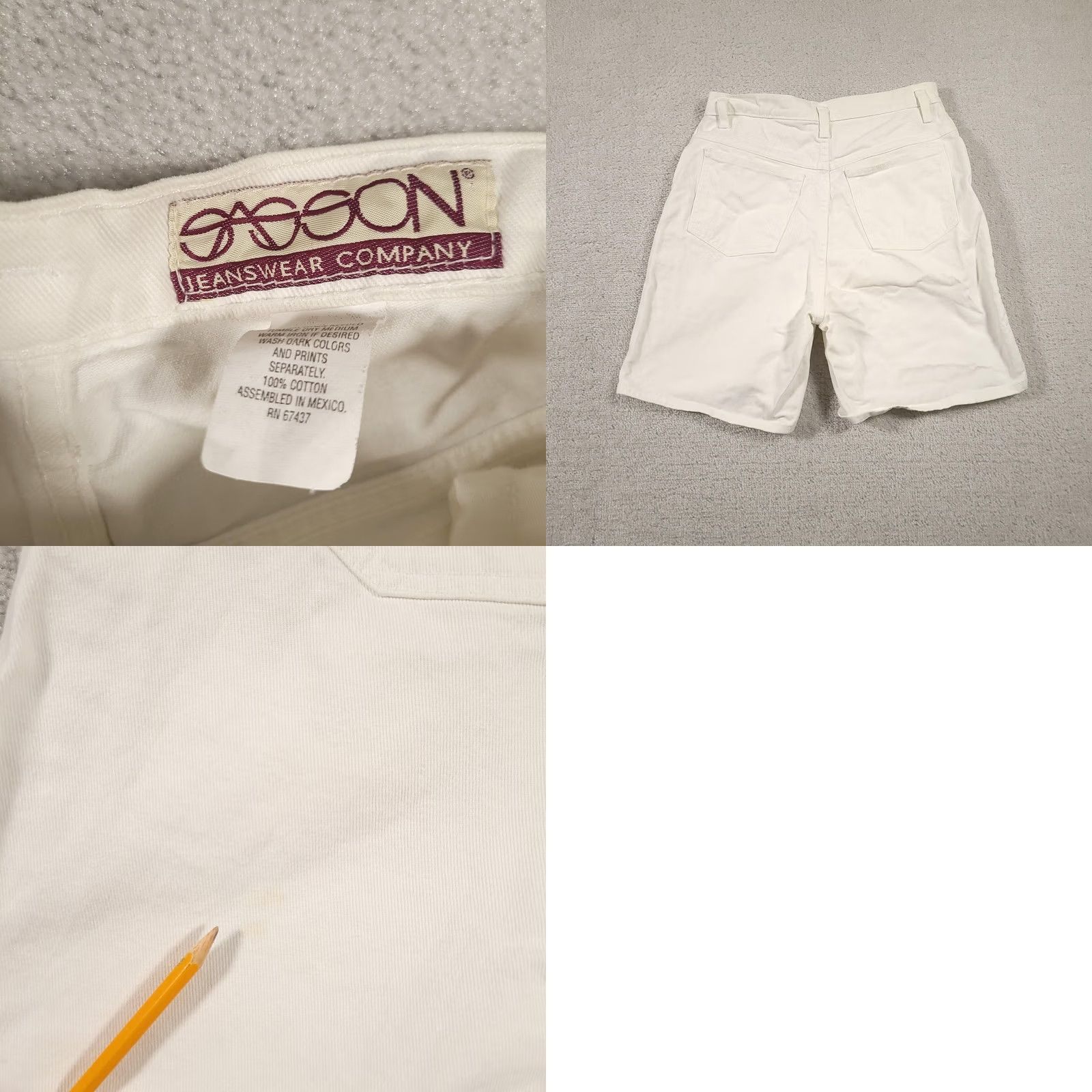 Vintage Sasson Jeanswear Shorts Bermuda White Denim 13/14 High Rise 5 Pocket Womens Juniors 100% Cotton Size 34" / US 12 / IT 48 - 9 Thumbnail