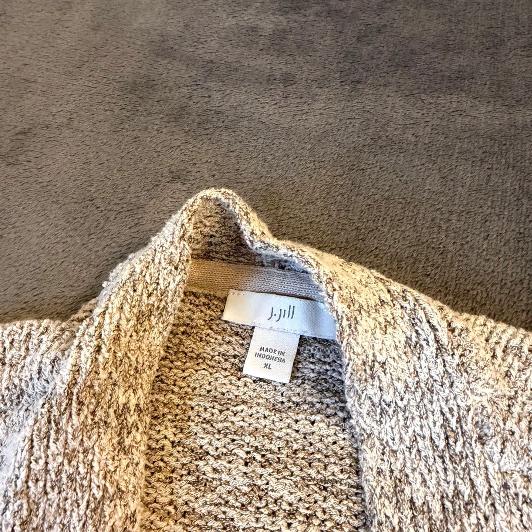 J. Jill VINTAGE J Jill Cardigan Knit Open Front Womens XL Gray Geometric Crochet Marbled Lace Open-Knit Lightweight Casual Fall Spring Womens Size XL / US 12-14 / IT 48-50 - 3 Thumbnail