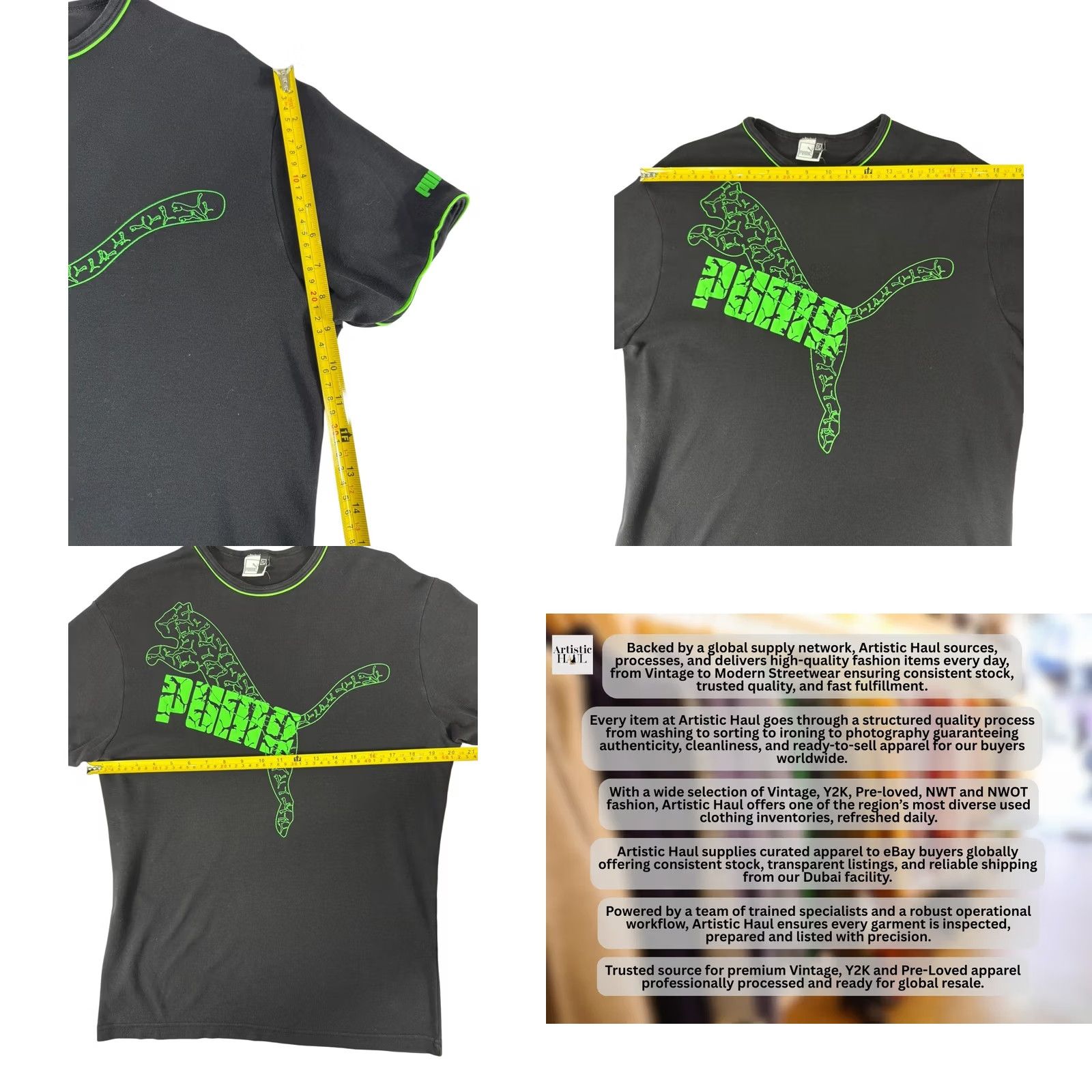 Puma Puma Women’s Black Graphic T-Shirt XL Cotton Crew Neck Size XL / US 12-14 / IT 48-50 - 8 Thumbnail
