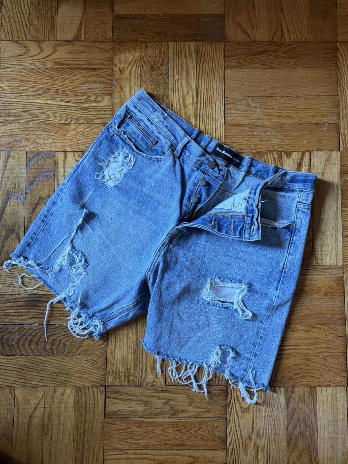 The Kooples The Kooples Distressed Denim Shorts with Skull Grommet Size US 33 - 1 Thumbnail