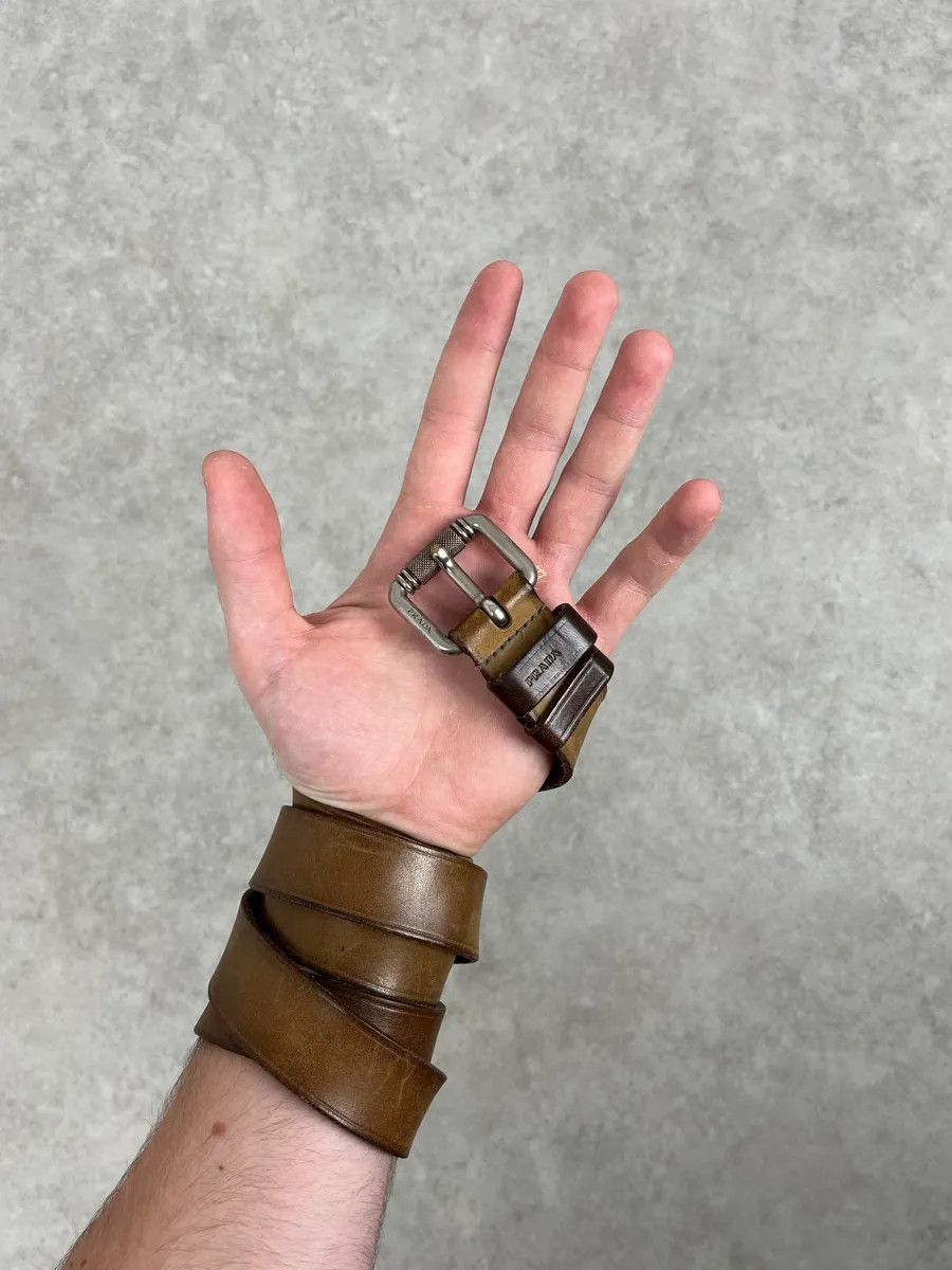 Prada 2000s Prada Brown Leather Minimalist Belt Size ONE SIZE - 2 Thumbnail
