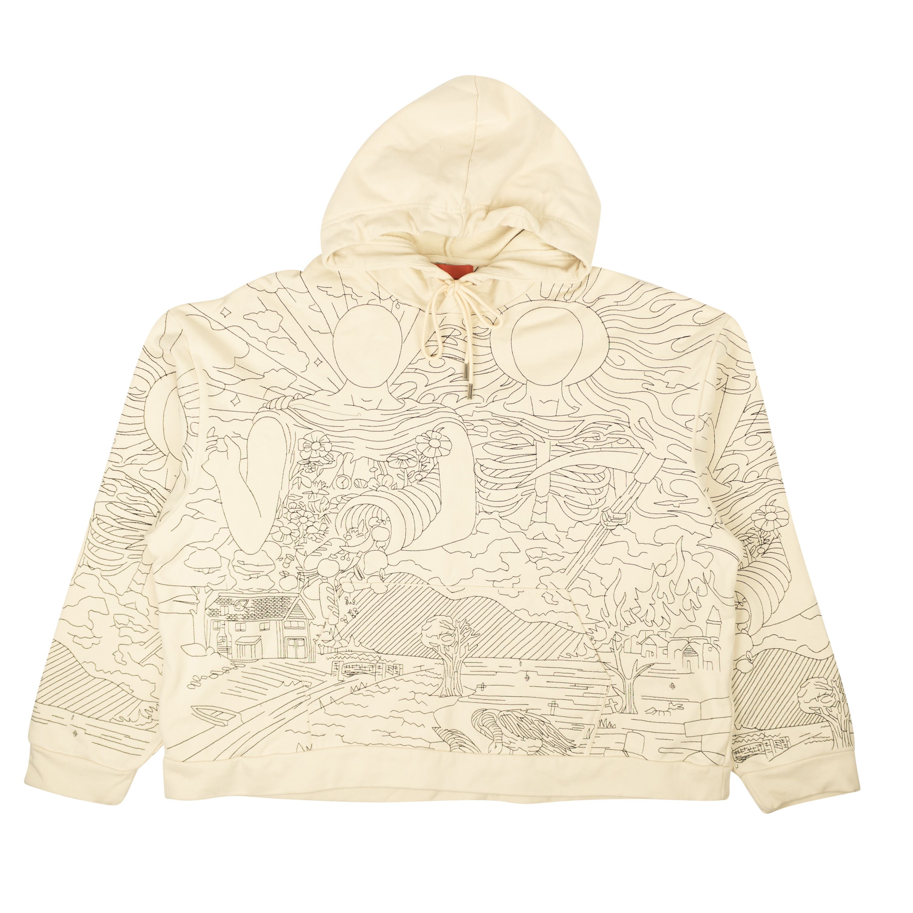 image of Who Decides War Cream Duality Hooded Pullover Sweatshirt Size Xl, Men's