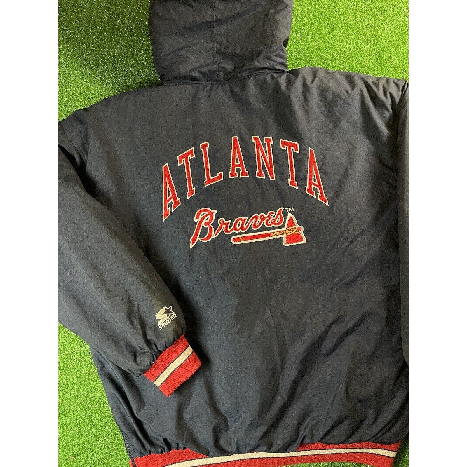 Vintage Starter Atlanta Braves XL Puffer Parka Coat Jacket