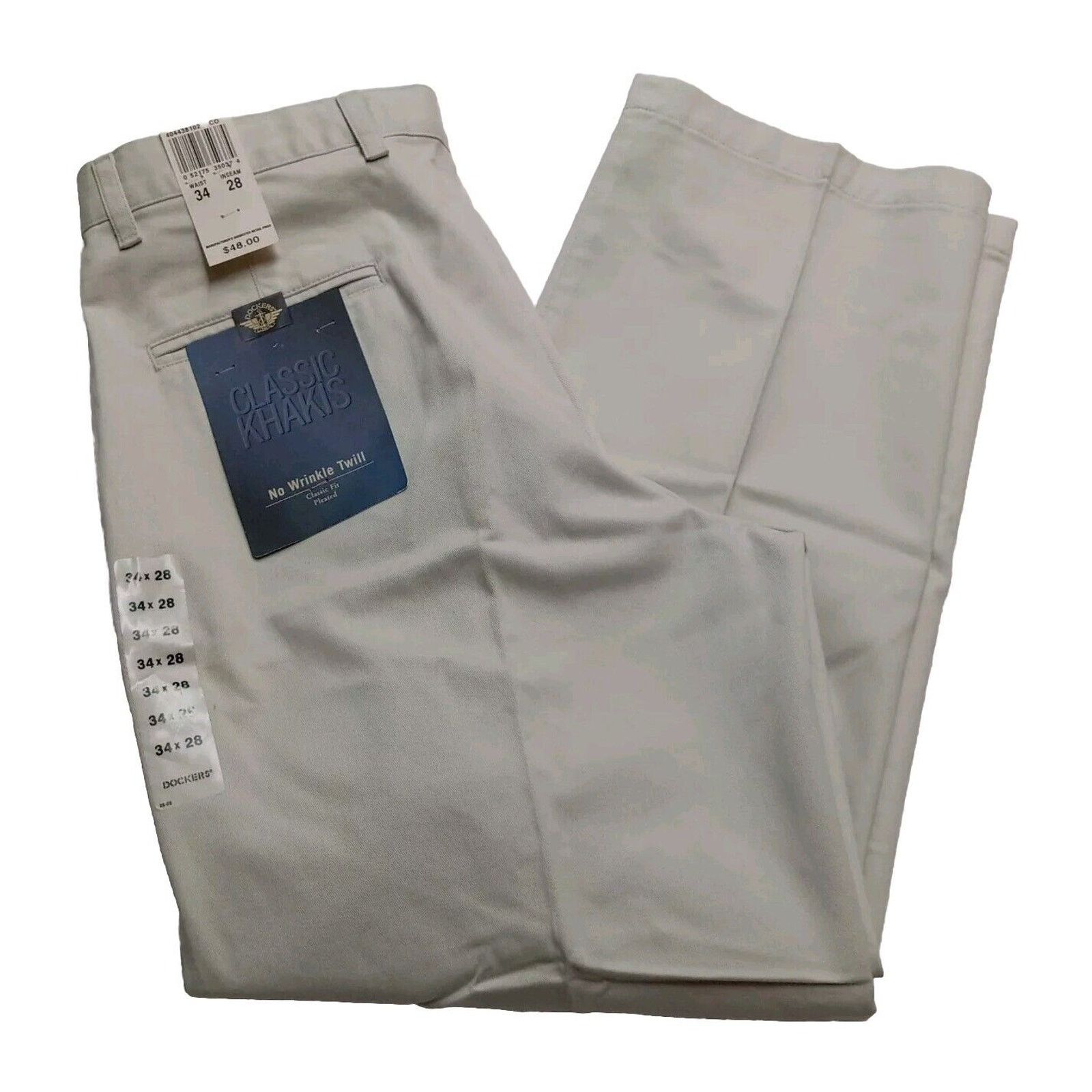 Dockers Vintage Dockers Khakis Men's 34x28 Beige Pleated Classic Fit Size US 34 / EU 50 - 1 Thumbnail