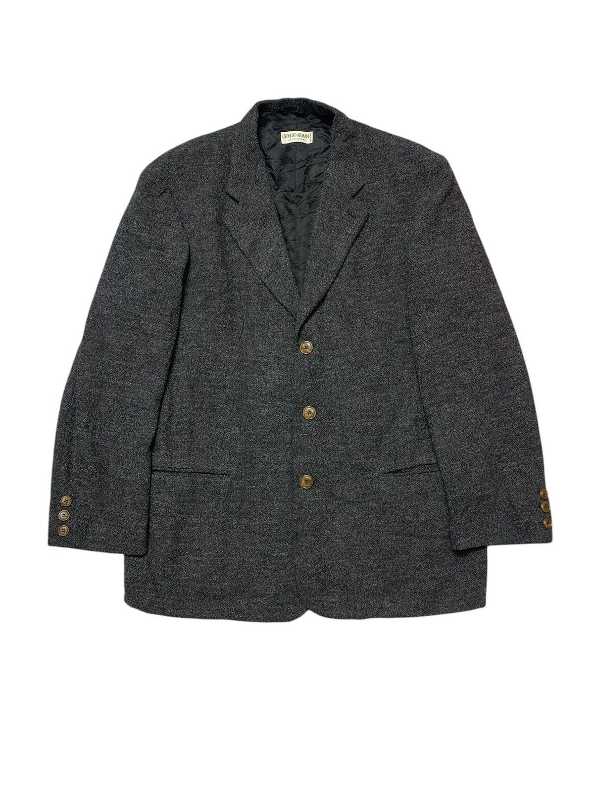 Armani × Giorgio Armani Vintage GIORGIO ARMANI Tweed Wool Coat 23 x 32 Size US L / EU 52-54 / 3 - 1 Thumbnail
