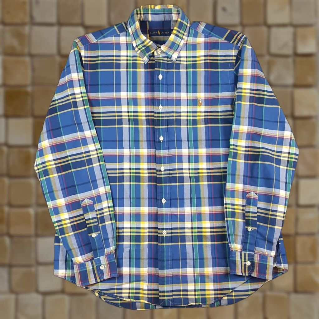 Ralph Lauren Ralph Lauren Button-Down Shirt Mens L Blue Plaid Preppy Pony Logo 90s Vintage Classic Casual Workwear Shirt Size 42R - 1 Thumbnail