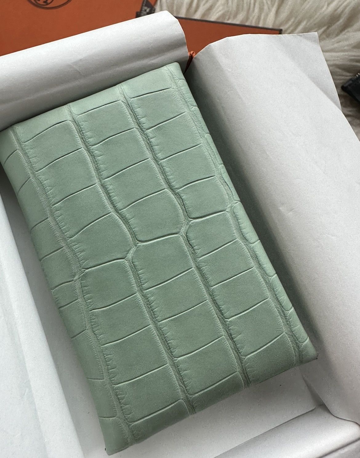 Hermes Super Rare Brand New Hermes Matte Croc 🐊 Calvi Wallet Size ONE SIZE - 11 Thumbnail