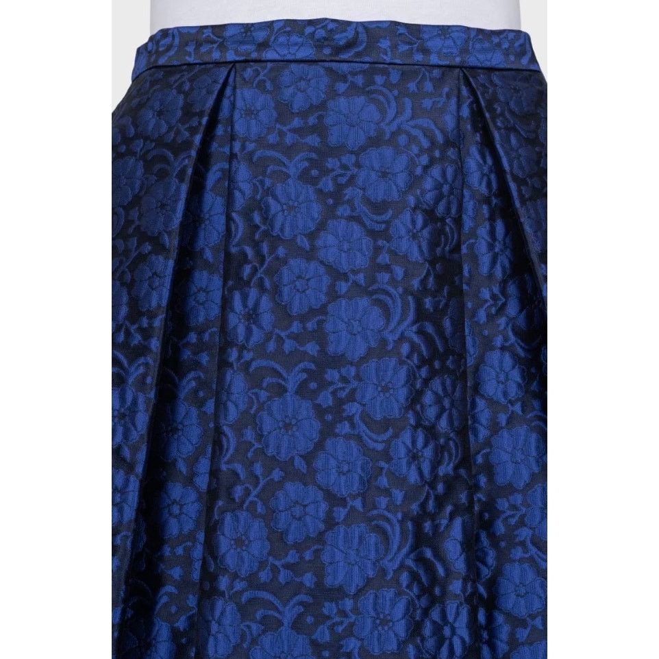 Dior Christian Dior Blue Floral Silk Skirt - Sz M (EU 42) Size 30" / US 8 / IT 44 - 4 Thumbnail