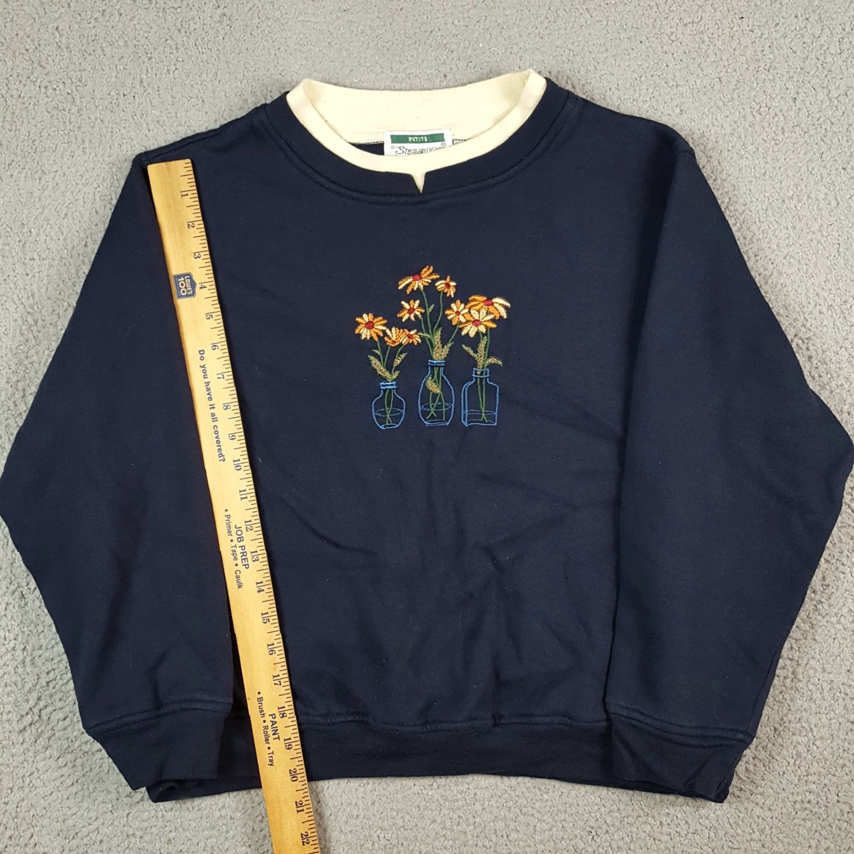 Vintage VINTAGE Shenanigans Sweatshirt Flower Vase Floral Nature Sz Petite L Crewneck Pullover Blue 90s College University Floral Garden Athletic Womens Size L / US 10 / IT 46 - 7 Thumbnail