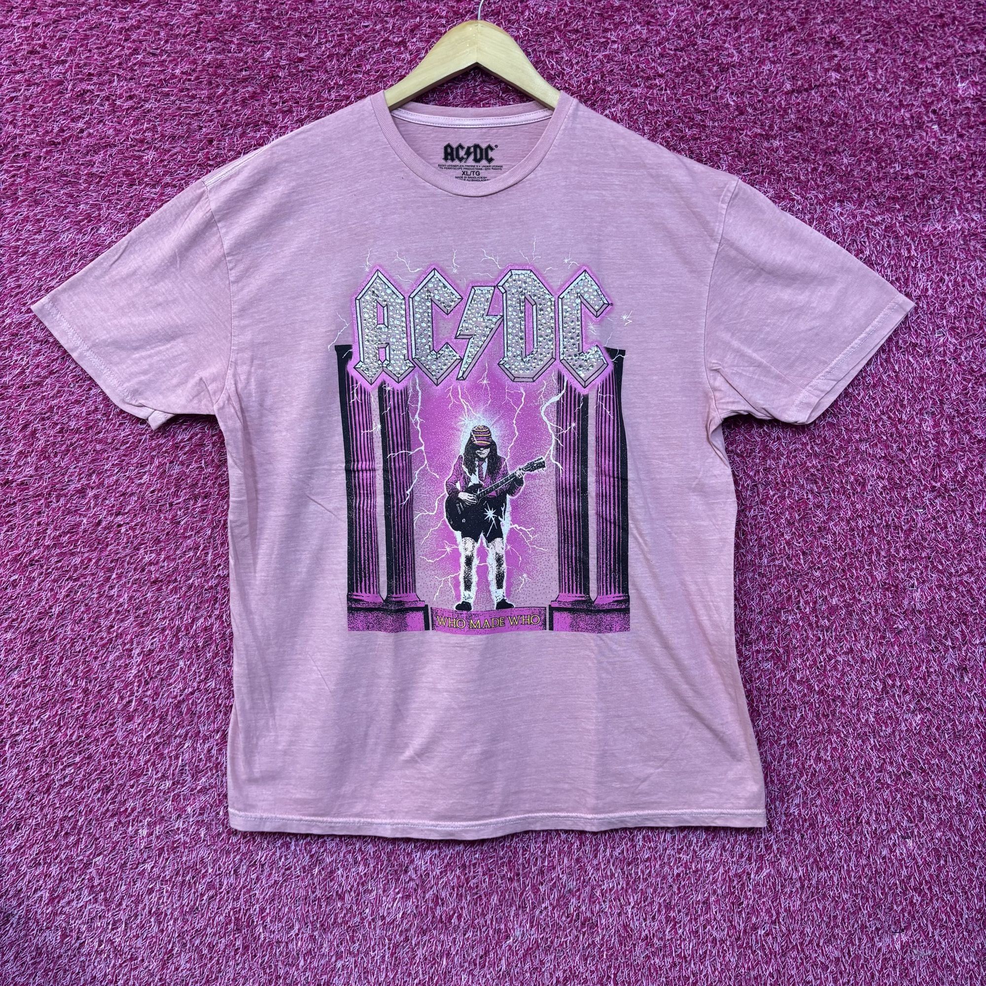 AC/DC AC/DC Who Made Who Rock Pink Rhinestone T-Shirt XL Size US XL / EU 56 / 4 - 1 Thumbnail
