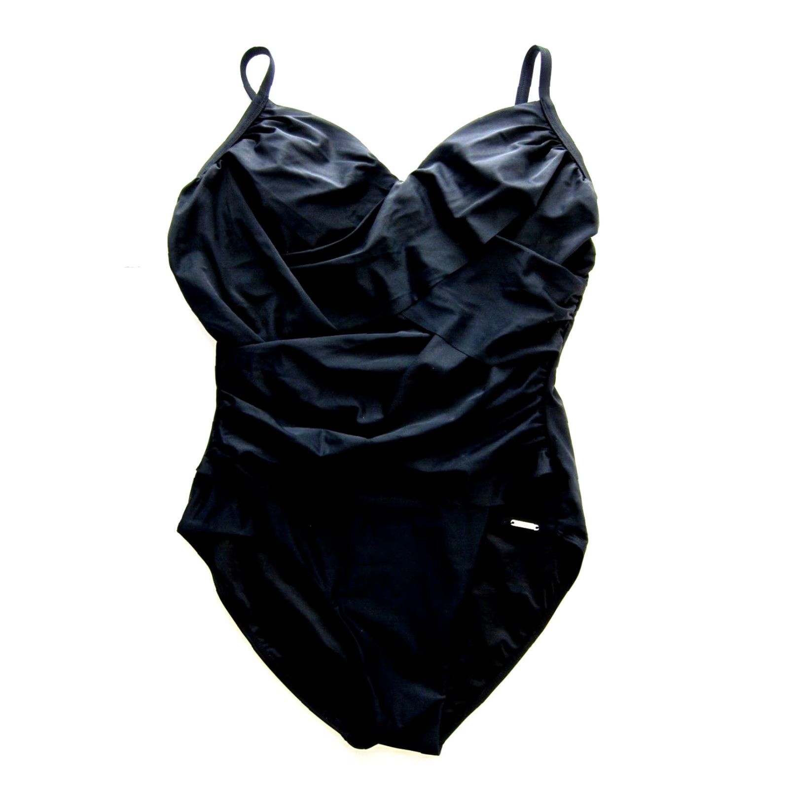 Vintage Capriosca Black Built In Bra Ruched Slimming One Piece Swimsuit Women 18 Size ONE SIZE - 2 Thumbnail