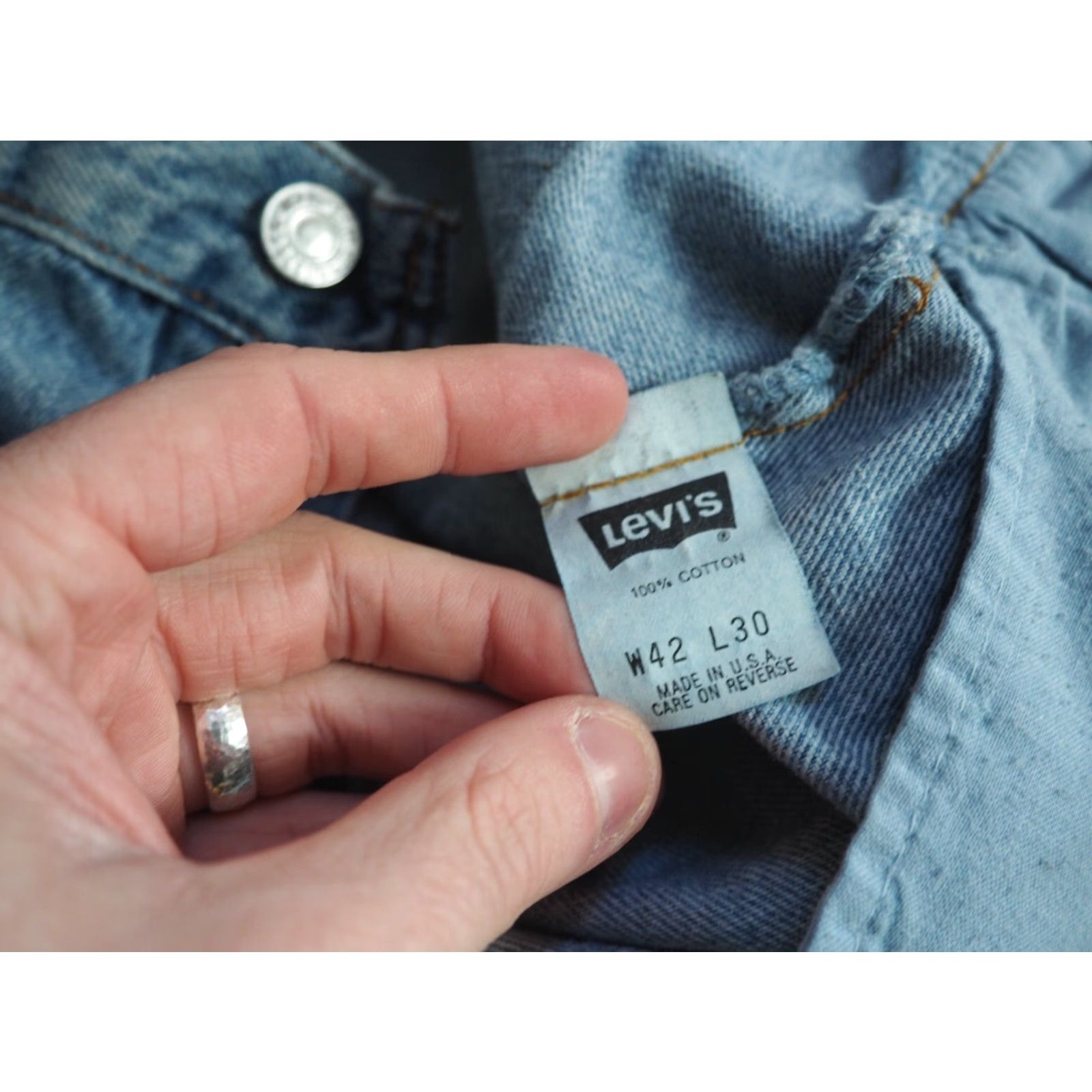 Levi's VINTAGE Levi's 501 USA Denim Jeans Pants 39x29 Blue Grunge Distressed 1990s Mens Size US 39 - 5 Thumbnail