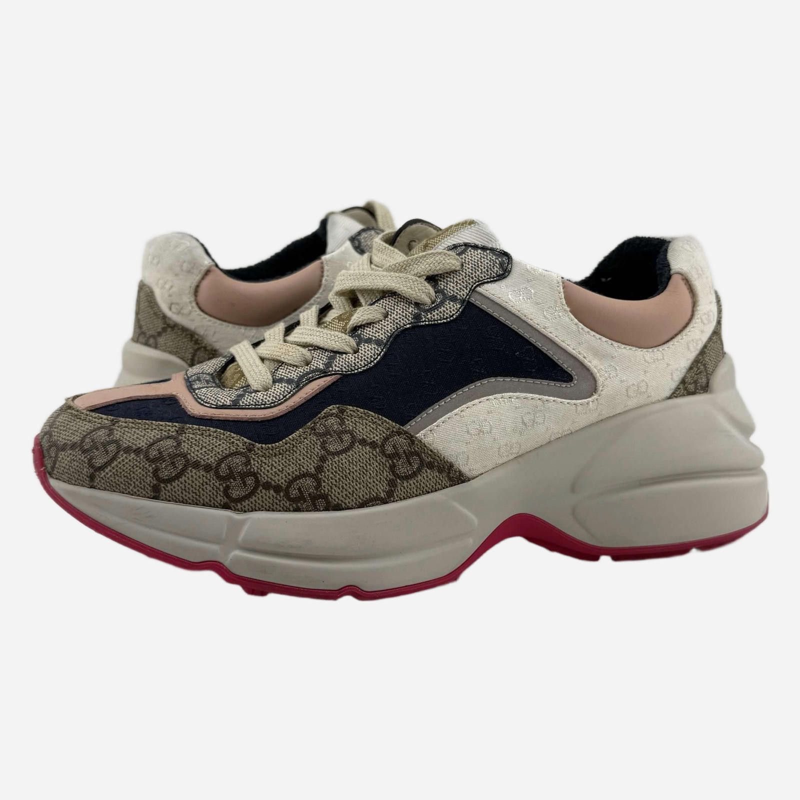Gucci Gucci GG Rhyton Beige White Pink 36.5EU Used with Box 620185 Size US 6.5 / EU 39-40 - 1 Thumbnail