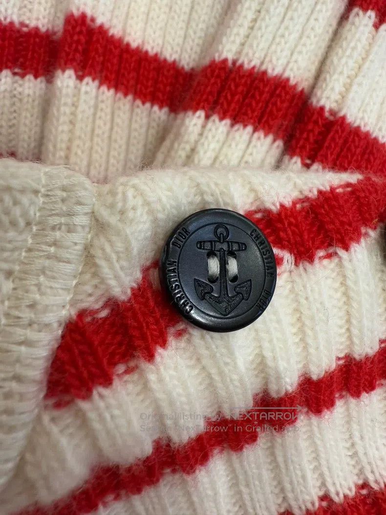 Dior Dior Red and white striped knitwear sweater Size XXS / US 00 / IT 34 - 3 Thumbnail