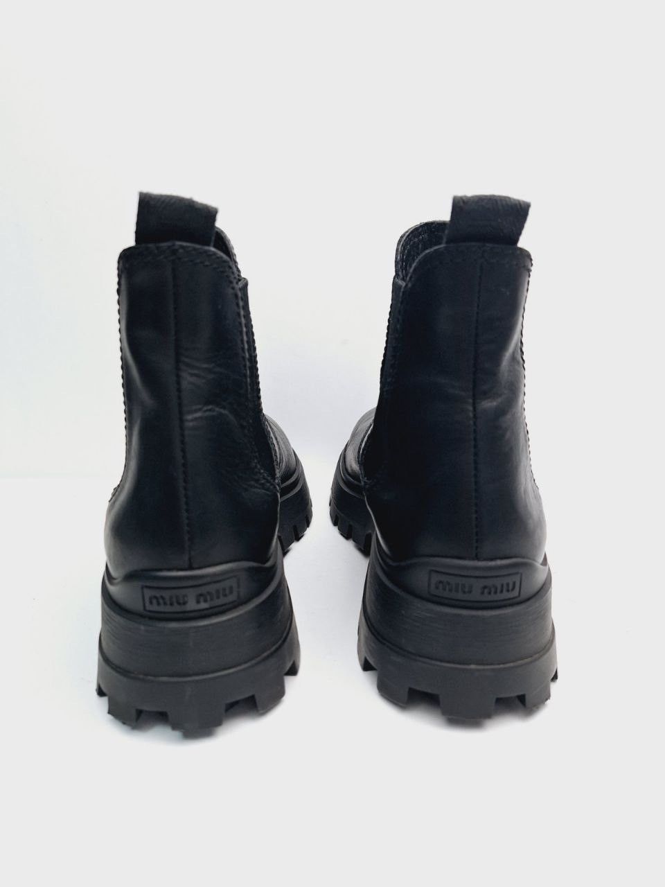 Miu Miu Miu Miu Black Chelsea Platform leather boots Size US 10 / IT 40 - 6 Thumbnail