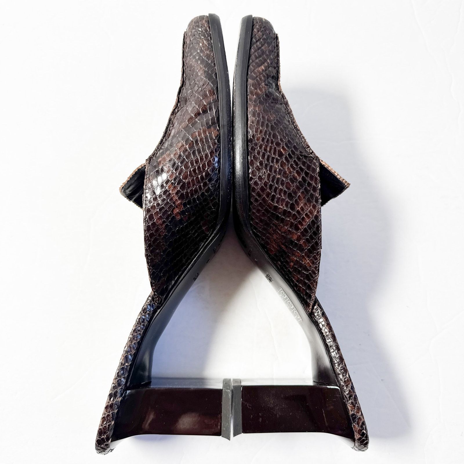 Other Via Spiga Brown Snake Embossed Leather Mule Heels 9.5M Size US 9.5 / IT 39.5 - 5 Thumbnail