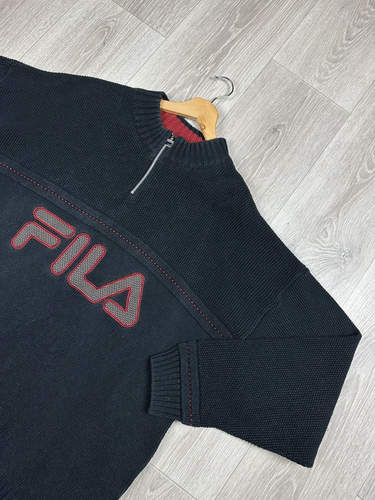 Fila × Vintage Vintage 90s FILA 1/3 Zip Sweater Knit Big Logo Y2K Size US XL / EU 56 / 4 - 2 Thumbnail