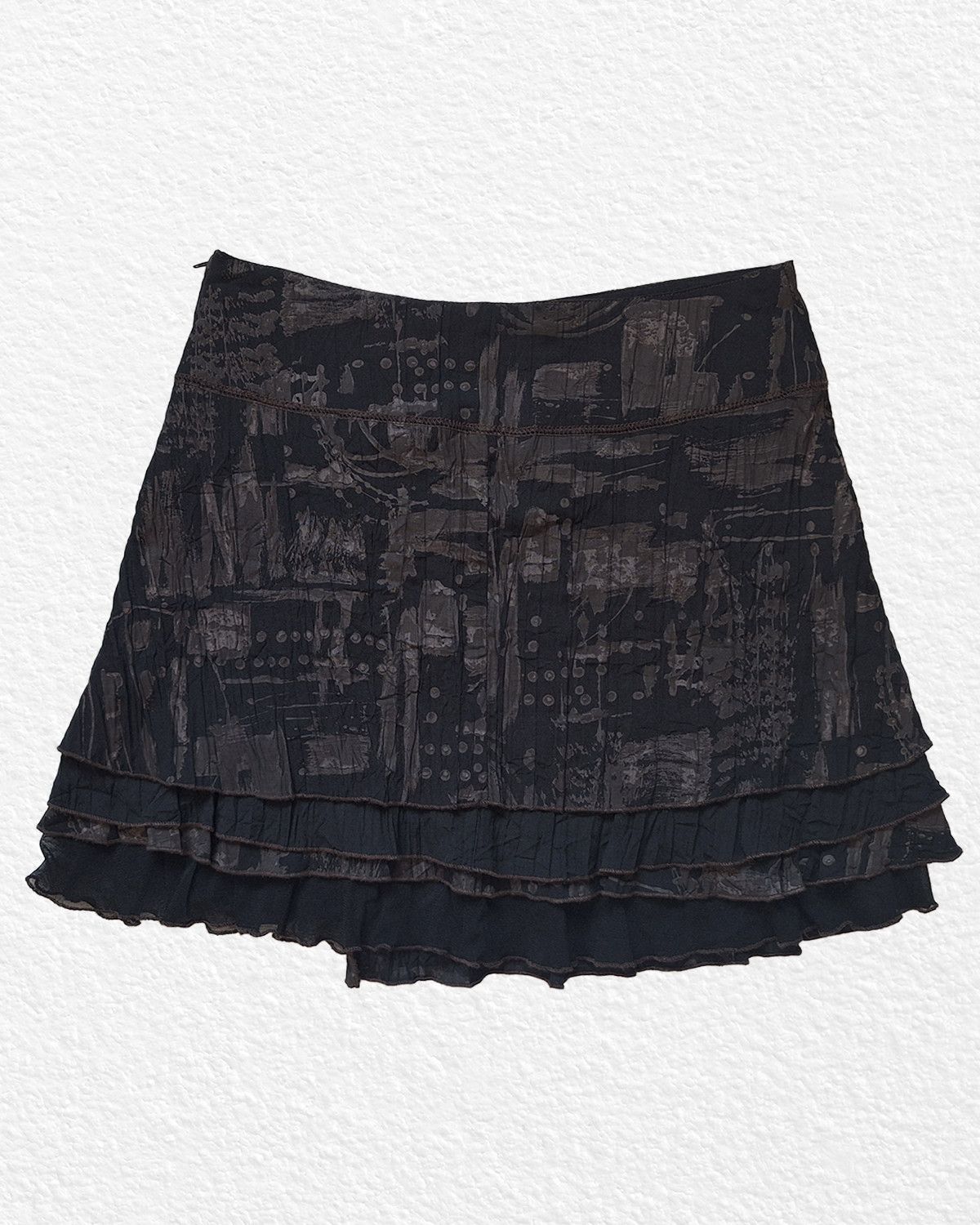 Vintage Oriental Brown and Black Skirt Size 26" / US 2 / IT 38 - 2 Thumbnail