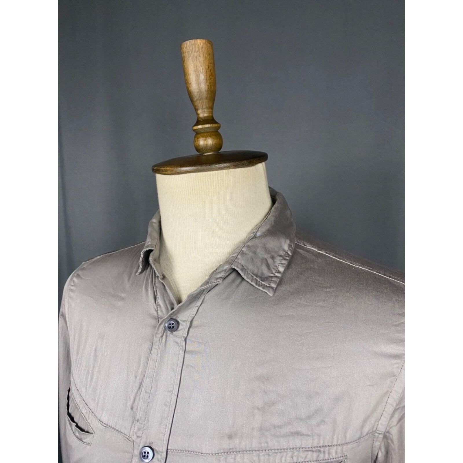 Prada Men's Khaki Gray Longsleeve Shirt Size 40