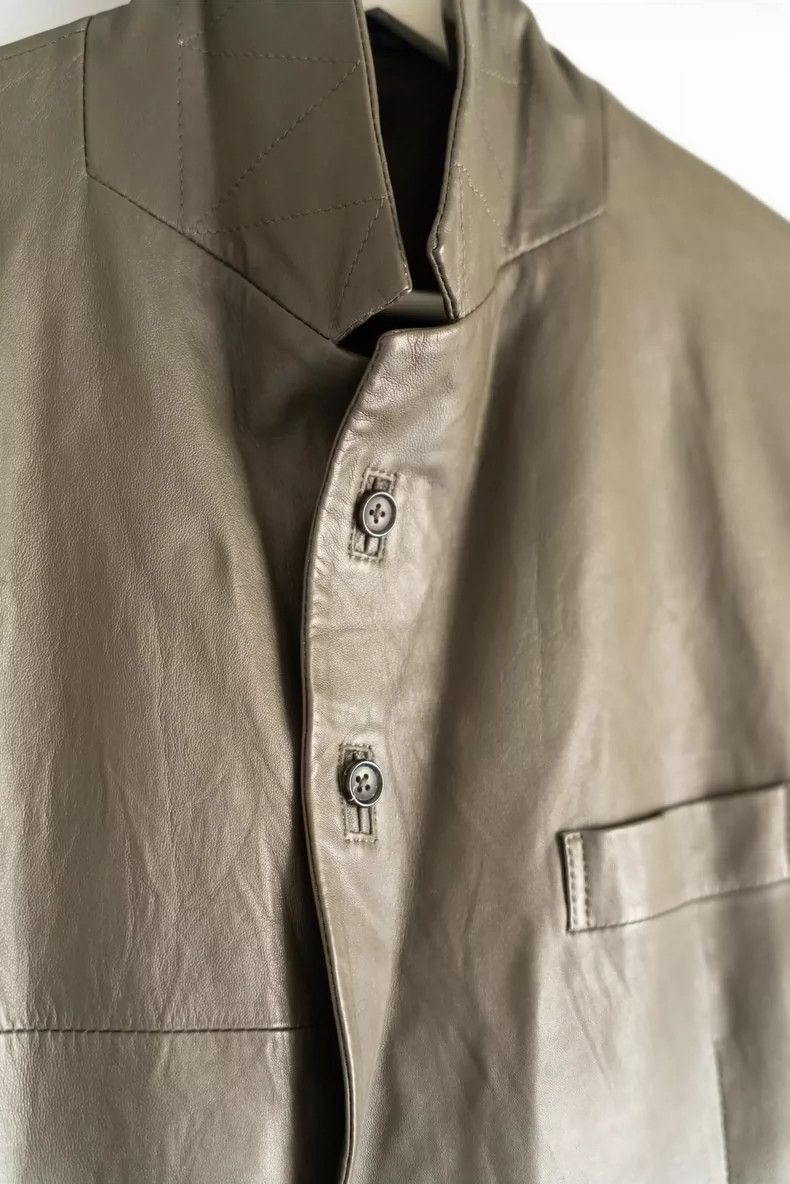 Yohji Yamamoto Yohji Yamamoto Yohji Yamamoto Olive Green Leather Blazer Size US S / EU 44-46 / 1 - 4 Thumbnail