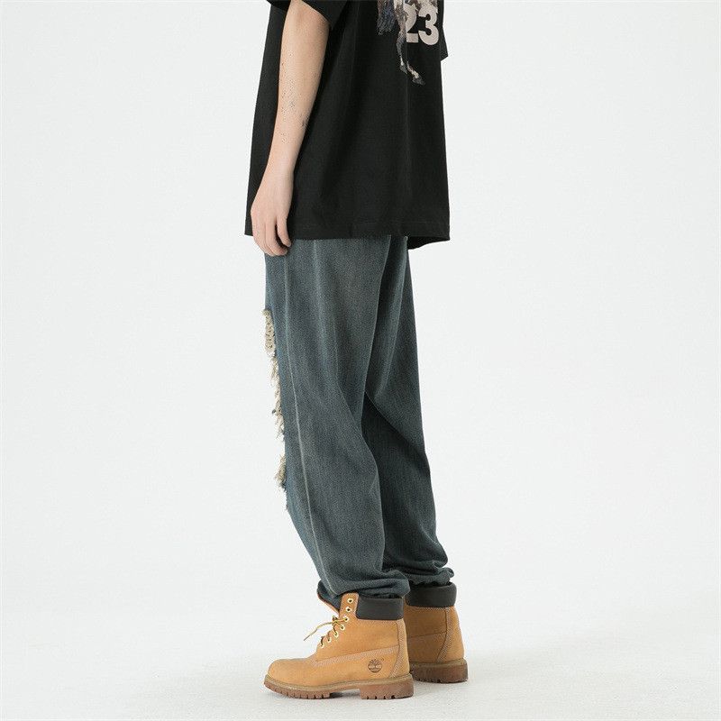 Japanese Brand Retro high street men's cleanfit straight ripped jeans Size US 32 / EU 48 - 4 Thumbnail