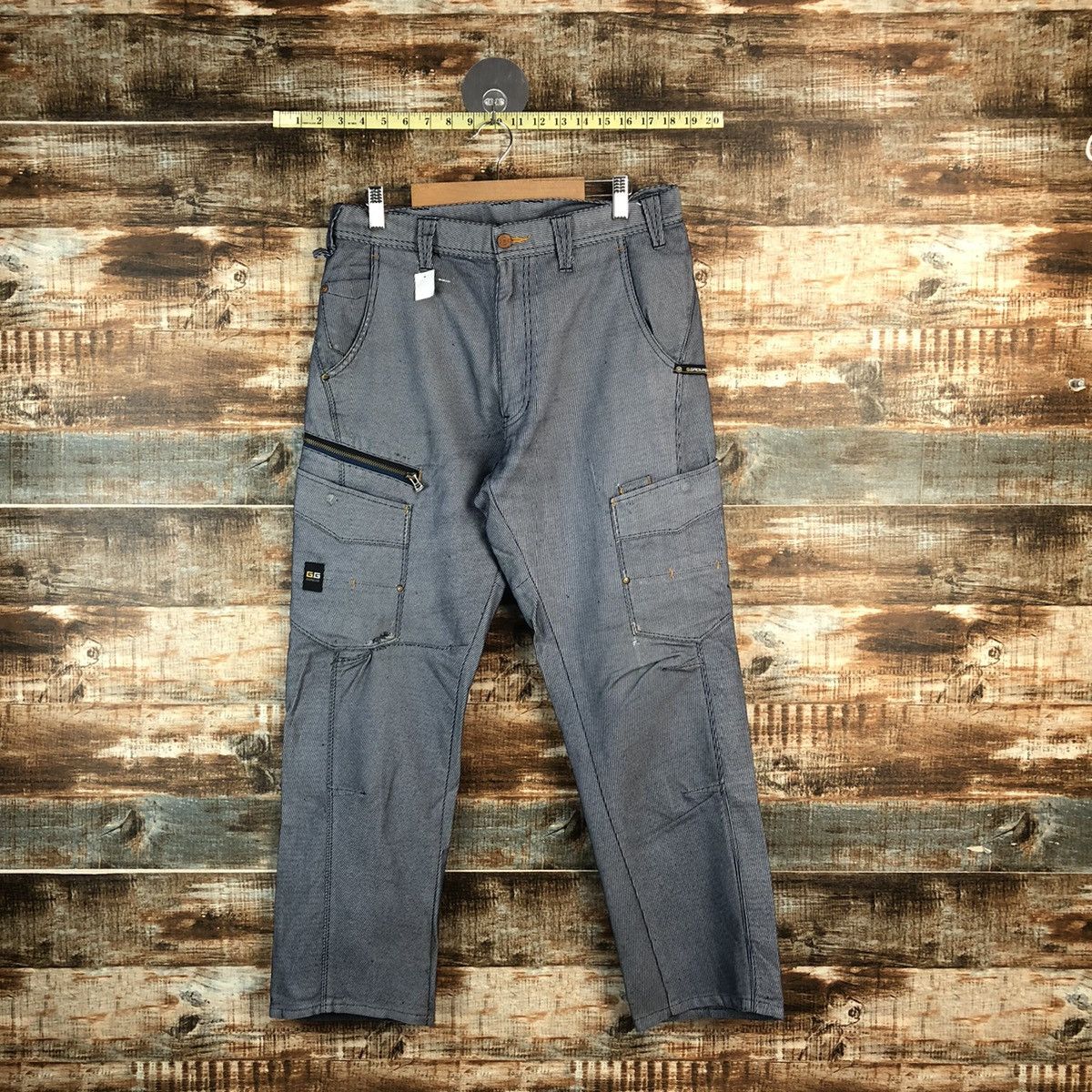DL G.Ground Stripe Black White Cargo Multipocket Pants #C713