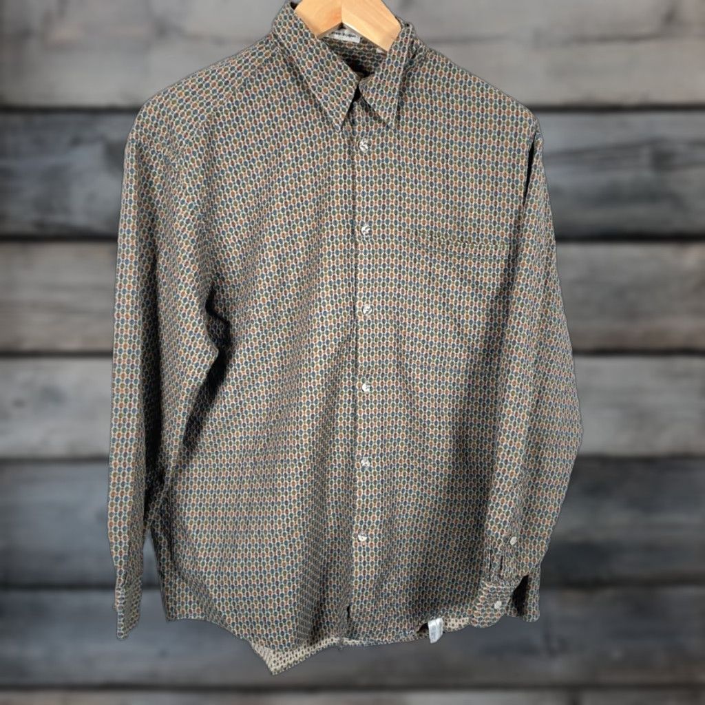 Vintage Jhane Barnes Shirt Men's Large Textured Cotton Geometric Pattern Japan Fabric Size US L / EU 52-54 / 3 - 1 Thumbnail
