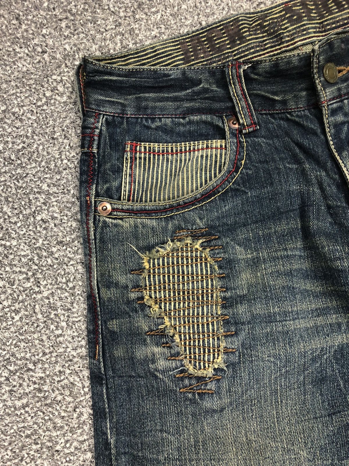Japanese Brand Vintage Y2K Japanese Brands Jack Serika Sashiko Baggy Jeans Size US 31 - 13 Thumbnail