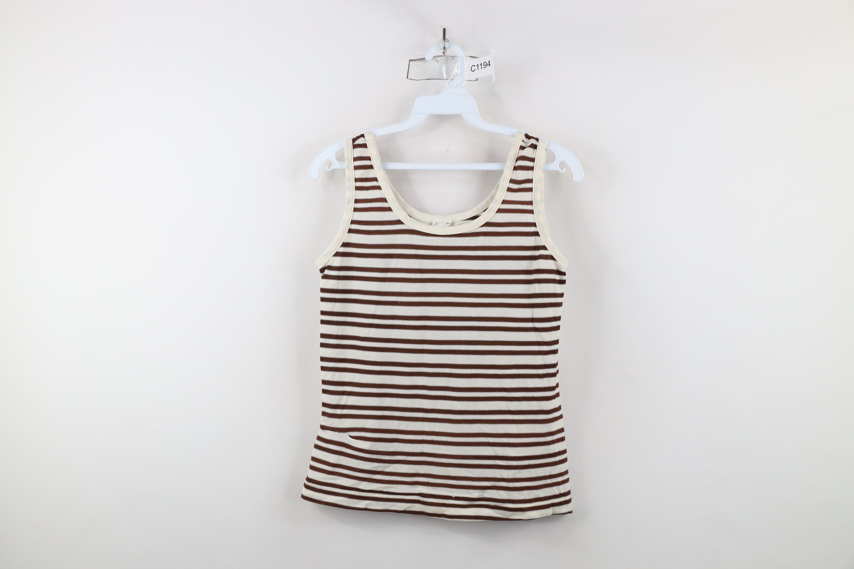 Vintage Vintage 70s Streetwear Striped Knit Tank Top T-Shirt Brown Size M / US 6-8 / IT 42-44 - 1 Thumbnail
