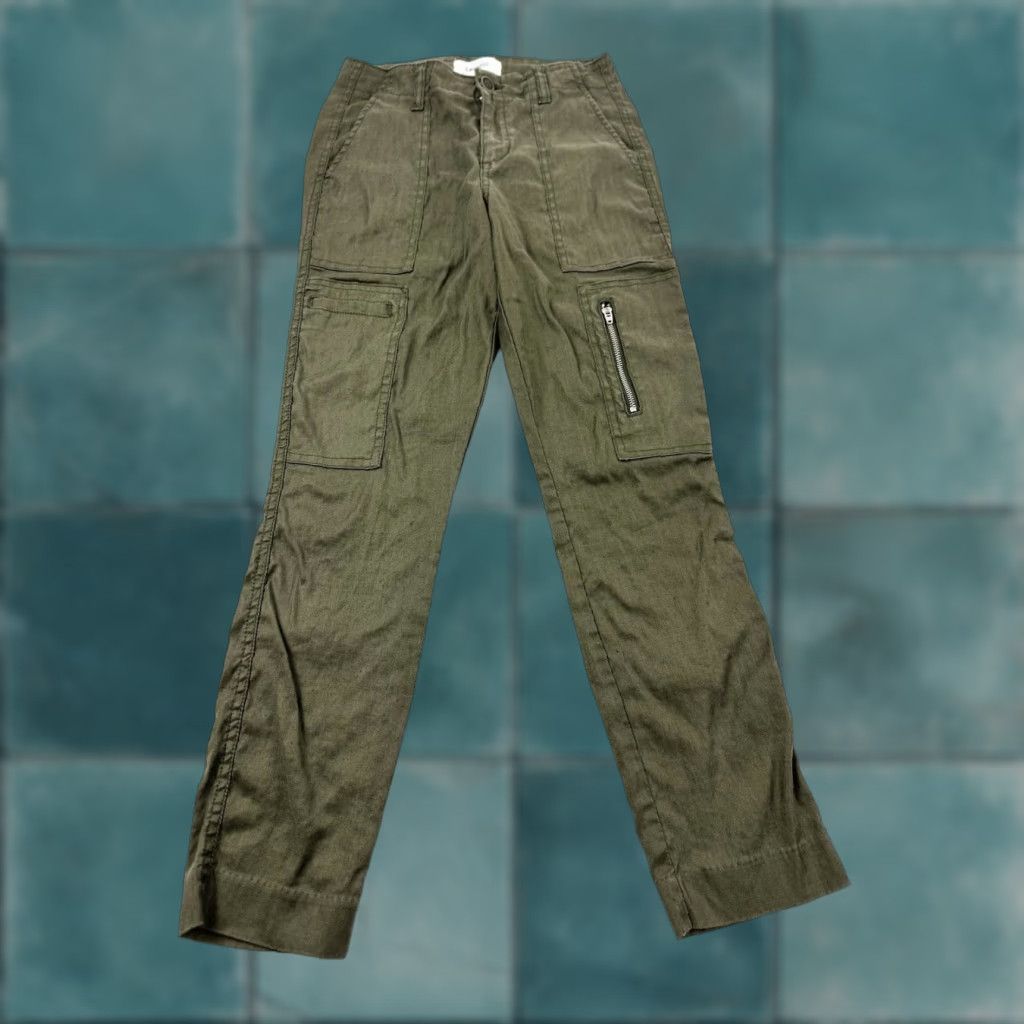 Vintage Level 99 Women’s 24 Green Linen Utility Pants Straight Ankle Casual Business Travel Women's Green Linen Utility Trouser Straight 24 Level 99 Size 42" / US 20 - 1 Thumbnail