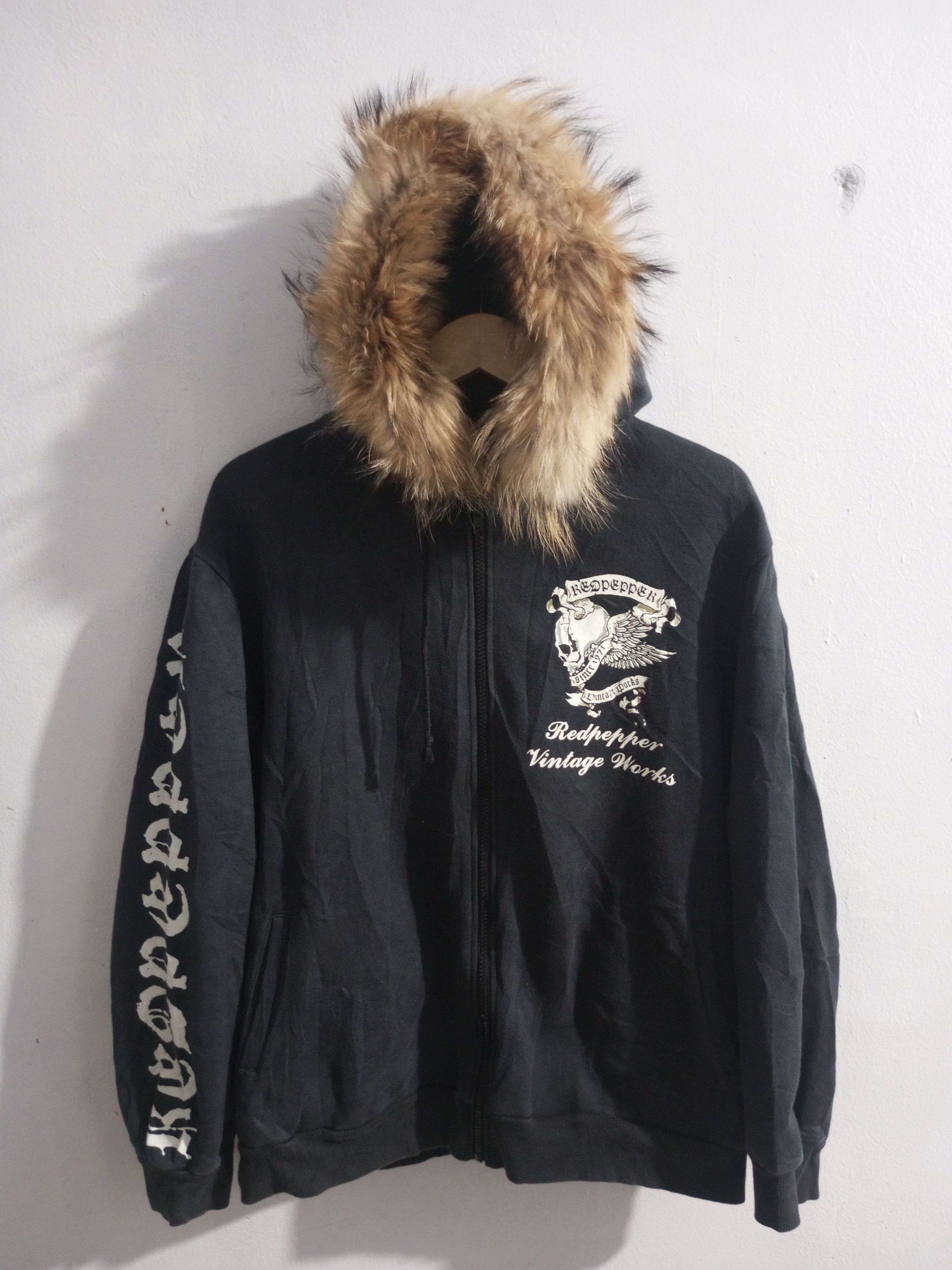 Hysteric Glamour Vintage red pepper sun faded embroidery skull fur hoodie Size US L / EU 52-54 / 3 - 1 Thumbnail