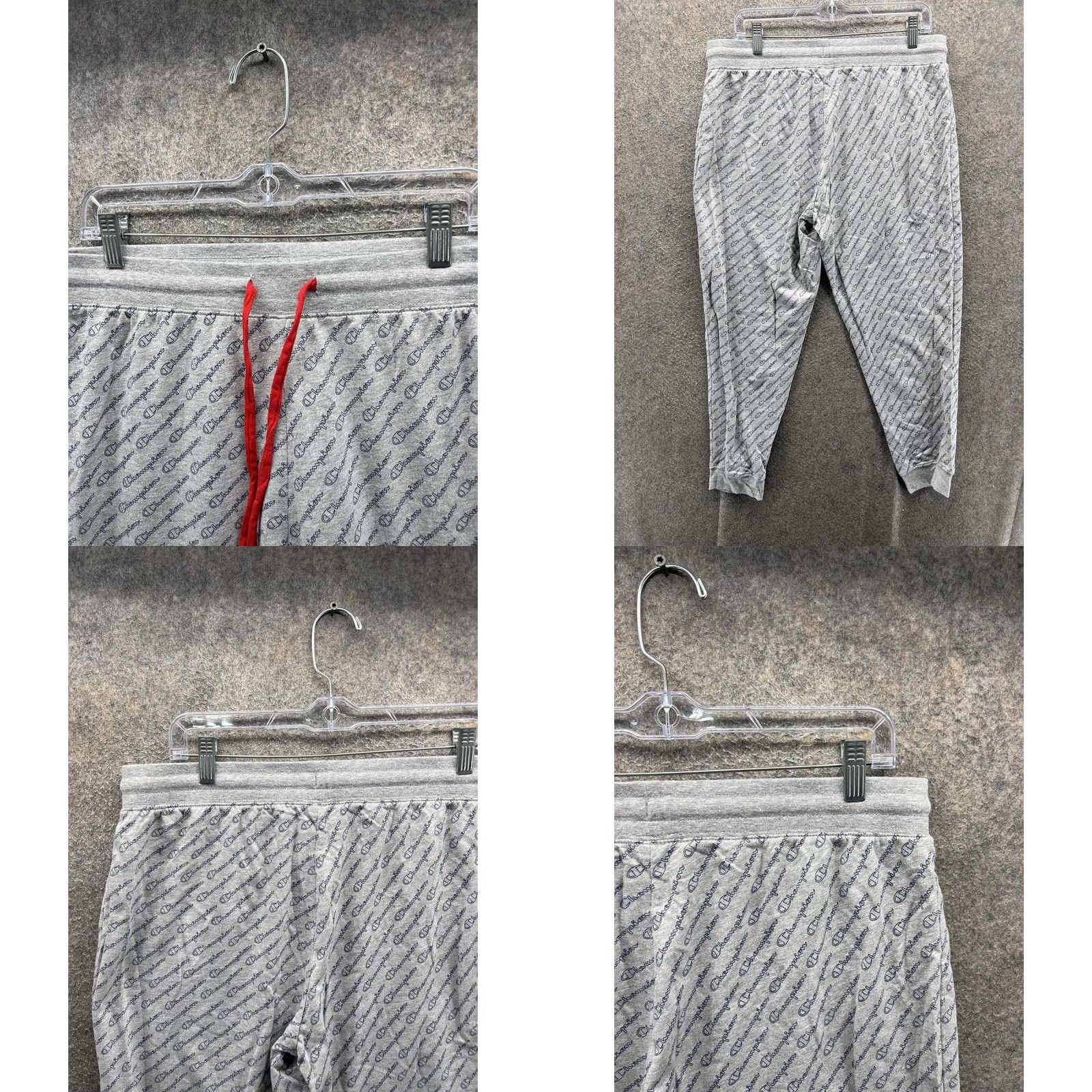 Champion Champion Jogger Pants Mens Large Gray Knit Allover Logo Athletic Sweatpants Size US 33 - 8 Thumbnail