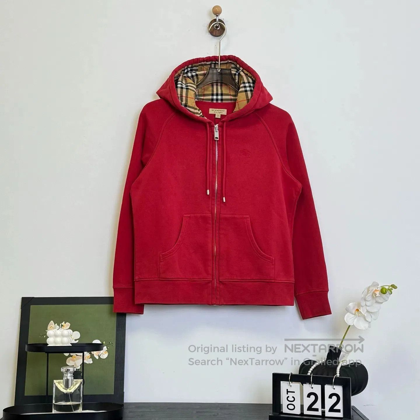 Burberry Burberry Red Zip Hoodie with Logo. Size US S / EU 44-46 / 1 - 1 Thumbnail
