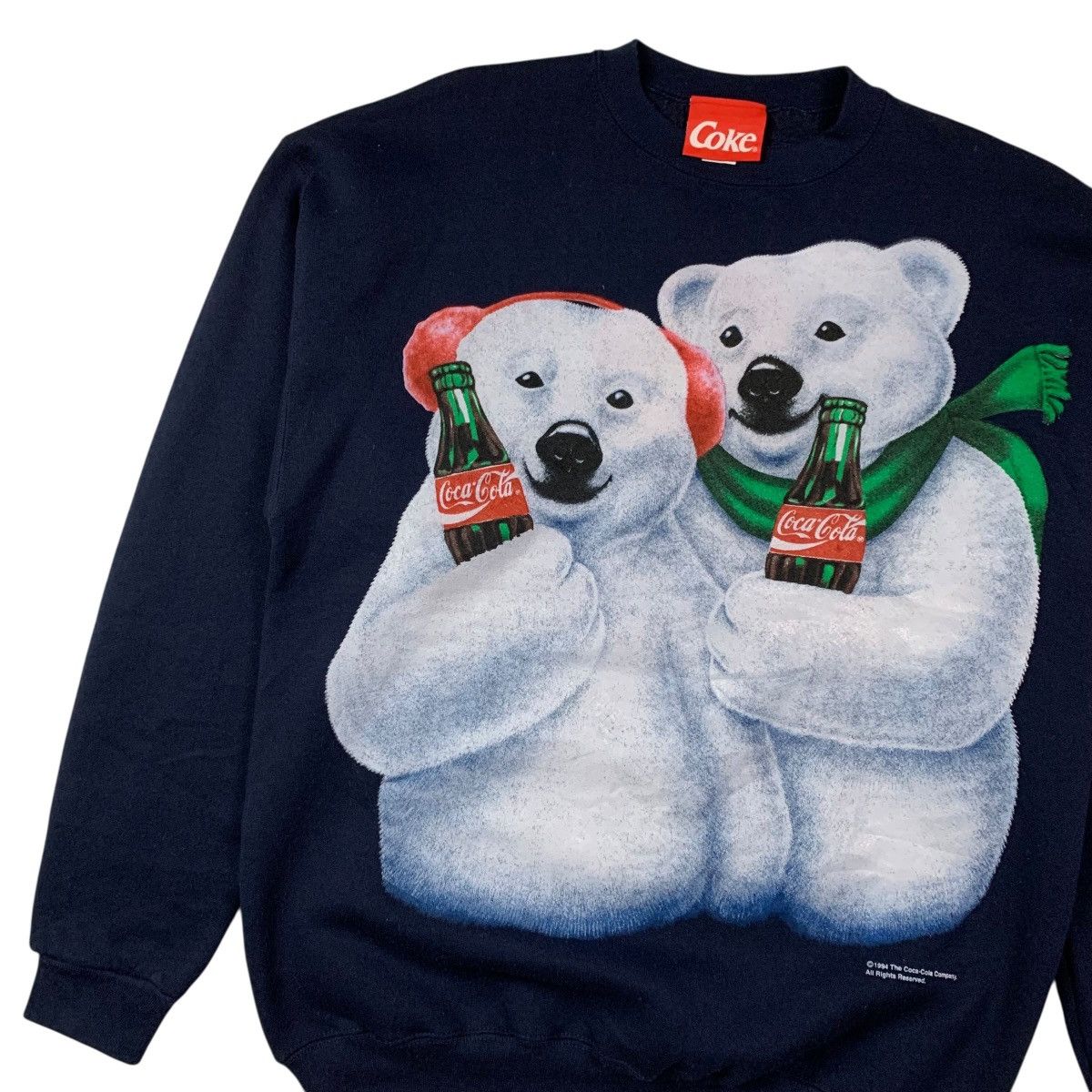 Coca Cola × Vintage 1994 Coca-Cola Bear Biglogo Sweater Size US L / EU 52-54 / 3 - 2 Thumbnail