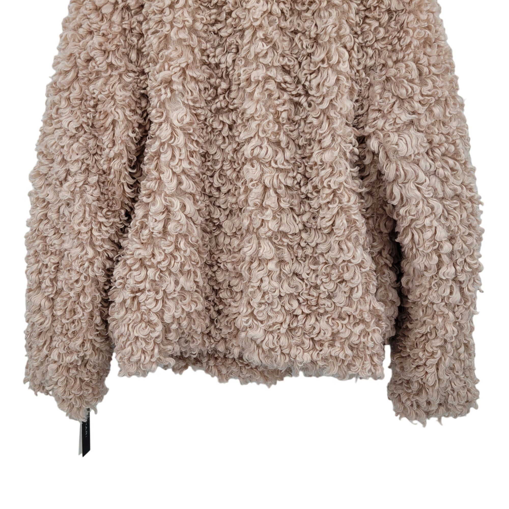 Designer Tahari Teddy Coat M Pink Vegan Faux Fur Curly Textured Jacke Size M / US 6-8 / IT 42-44 - 10 Thumbnail