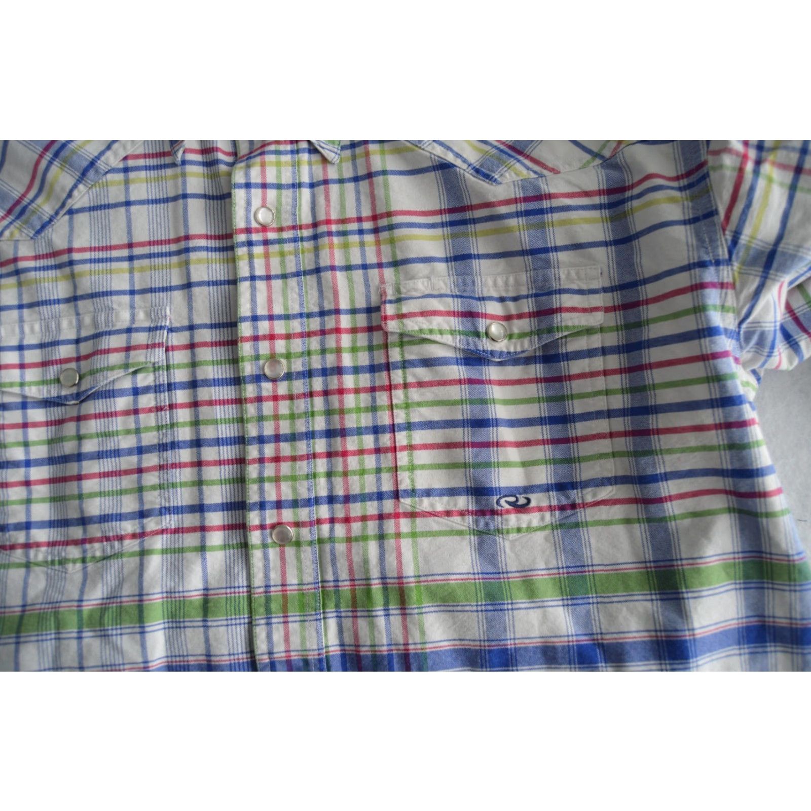 Roper ROPER Pearl Snap Shirt Men M/L Western Cowboy White Plaid Cotton Size US M / EU 48-50 / 2 - 3 Thumbnail