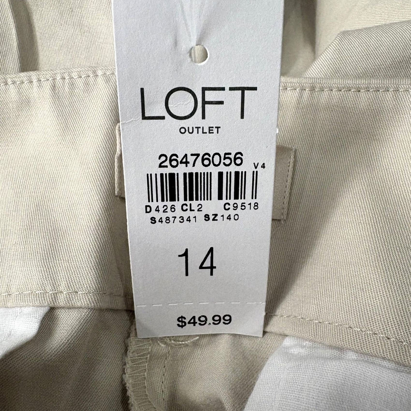Loft LOFT Beige Crop Pants Womens 14 Twill Stretch Straight Leg NWT Casual Workwear Pockets Zip Front Flat Front 24in Inseam Regular Size 36" / US 14 / IT 50 - 6 Thumbnail