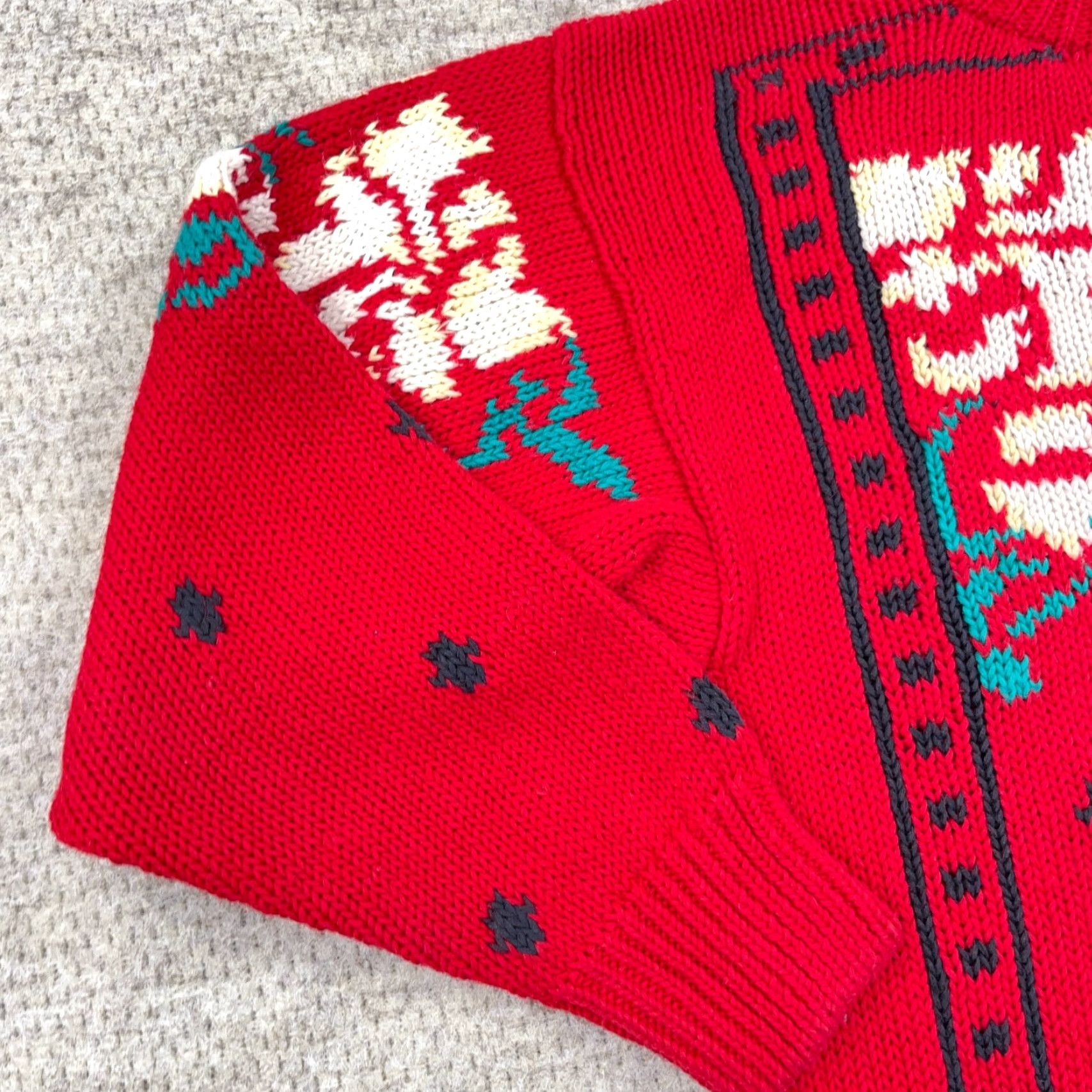 ESPIRIT VINTAGE Cambridge Spirit Sweater Women M Red 90s Christmas Cotton Knit Logo Pull over Crew Neck Long Sleeve All Seasons (Casual) Womens Size M / US 6-8 / IT 42-44 - 5 Thumbnail