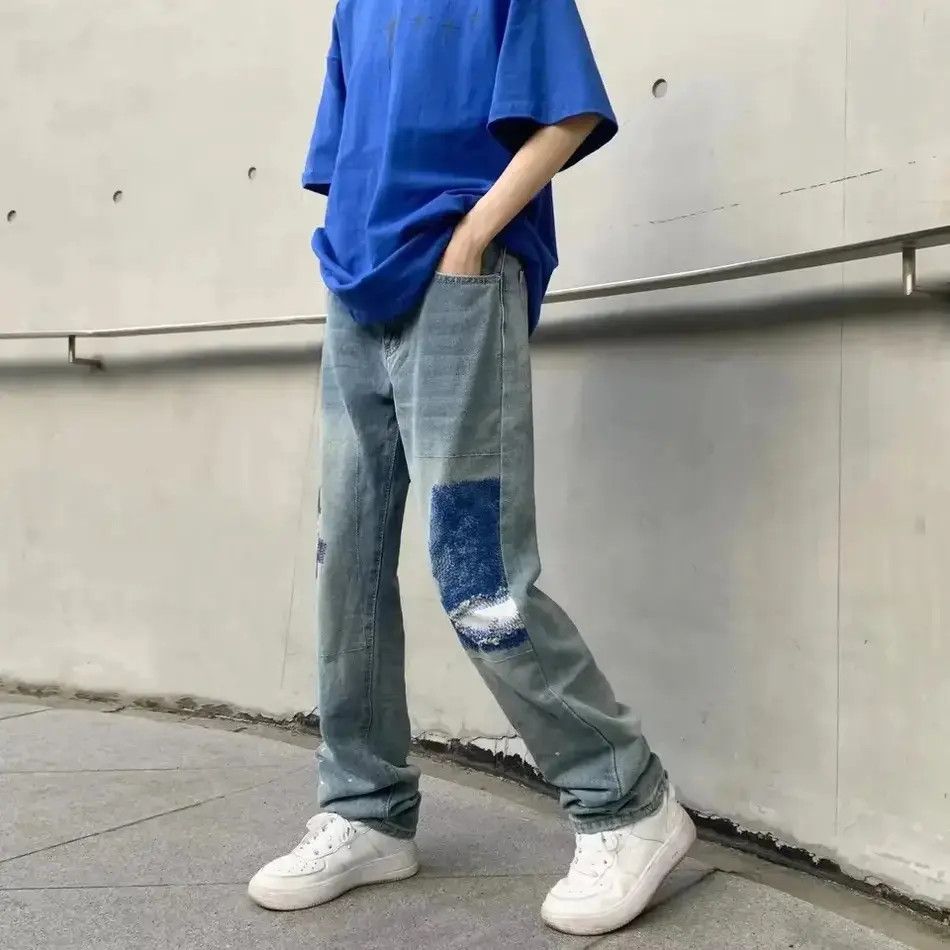 Japanese Brand Vintage Distressed Jeans Slim Fit Repaired Patchwork Denim Size US 32 / EU 48 - 3 Thumbnail