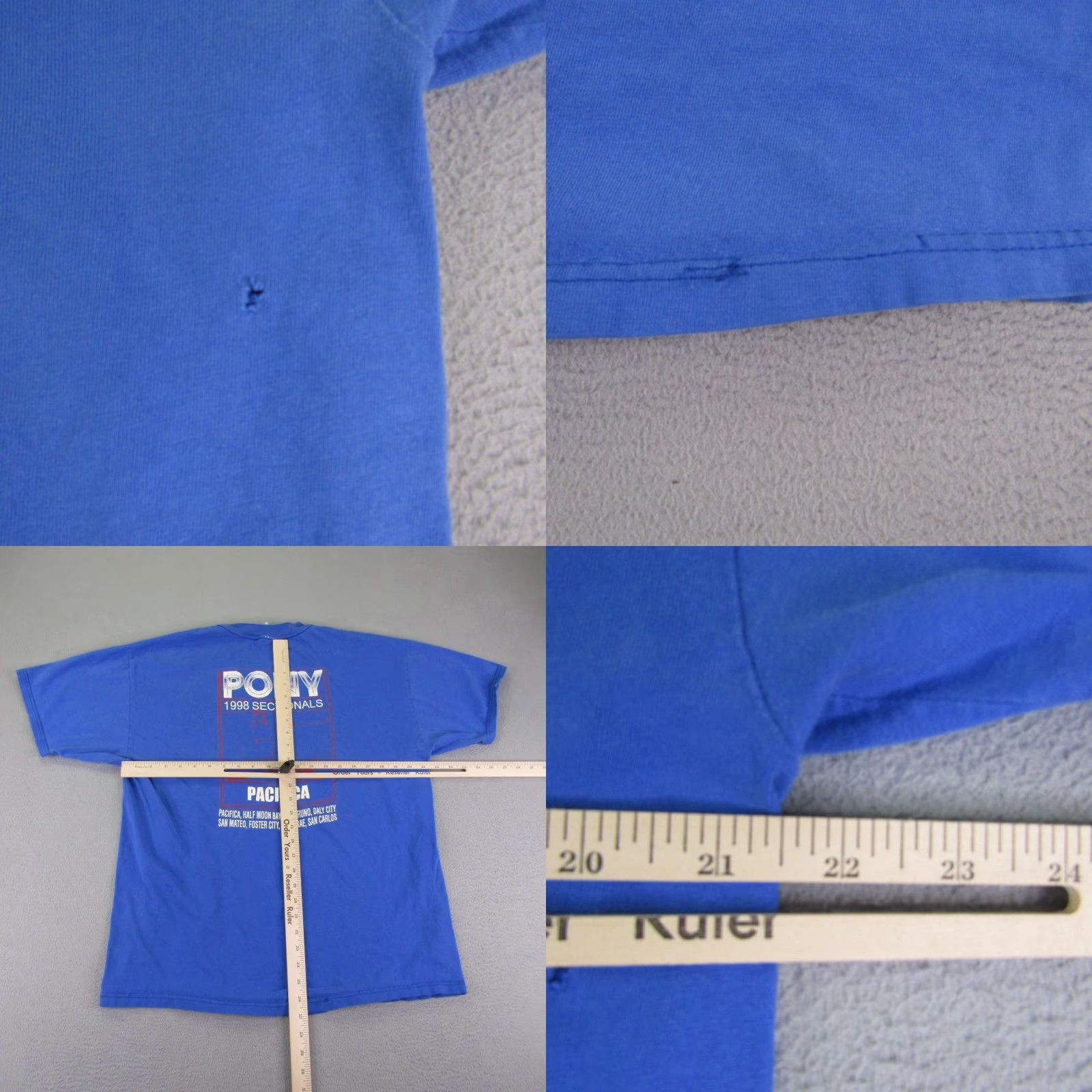 Hanes VINTAGE Hanes Baseball Shirt Men XL Blue 1998 90s Pacifica Sectionals California Graphic Print Crew Neck Short Sleeve Mens XL Blue 90s Sports Size US XL / EU 56 / 4 - 8 Thumbnail