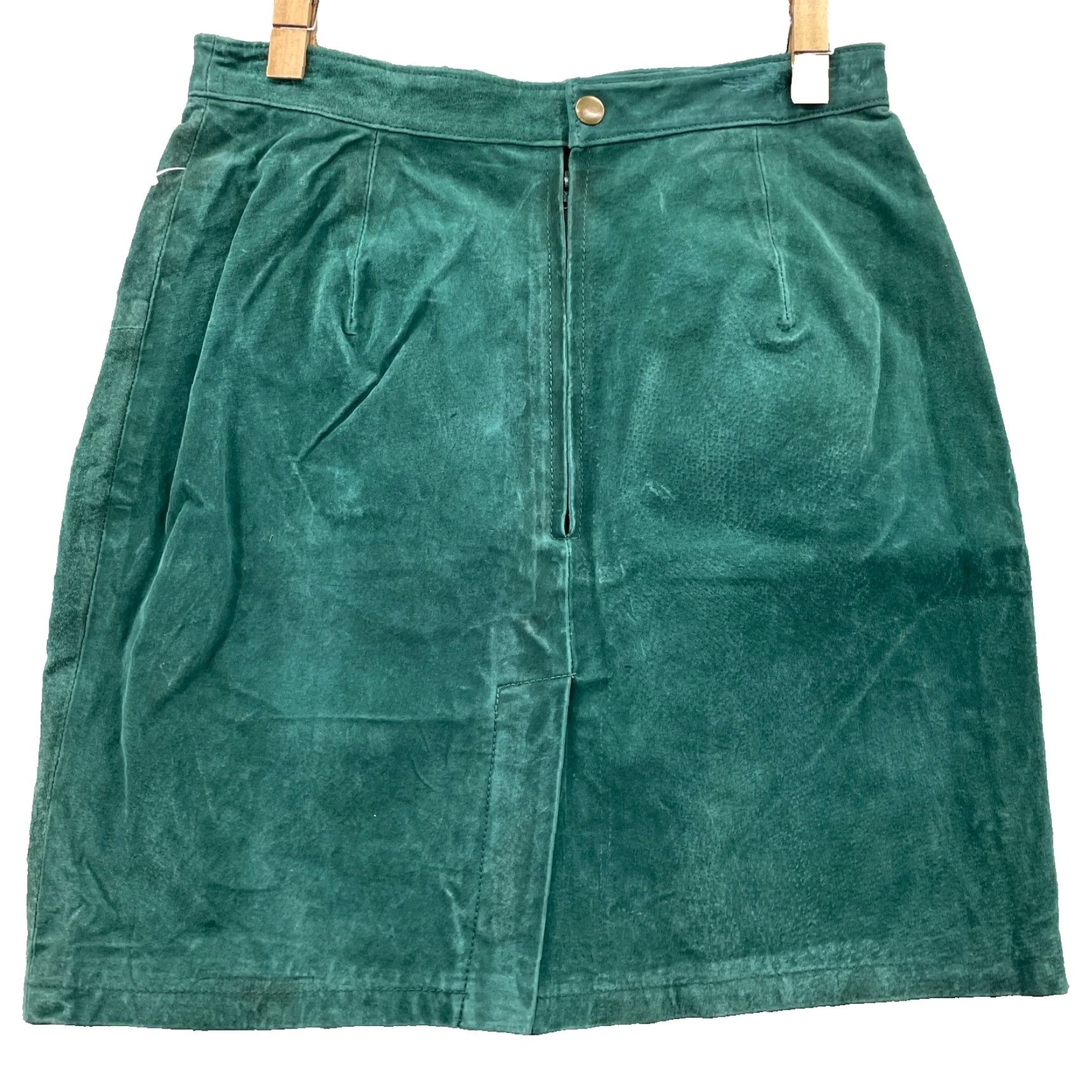 Etro Savannah Skirt Women 14 P Teal Leather Suede Straight Corpcore Boho Preppy Retro Vintage No Size 36" / US 14 / IT 50 - 2 Thumbnail