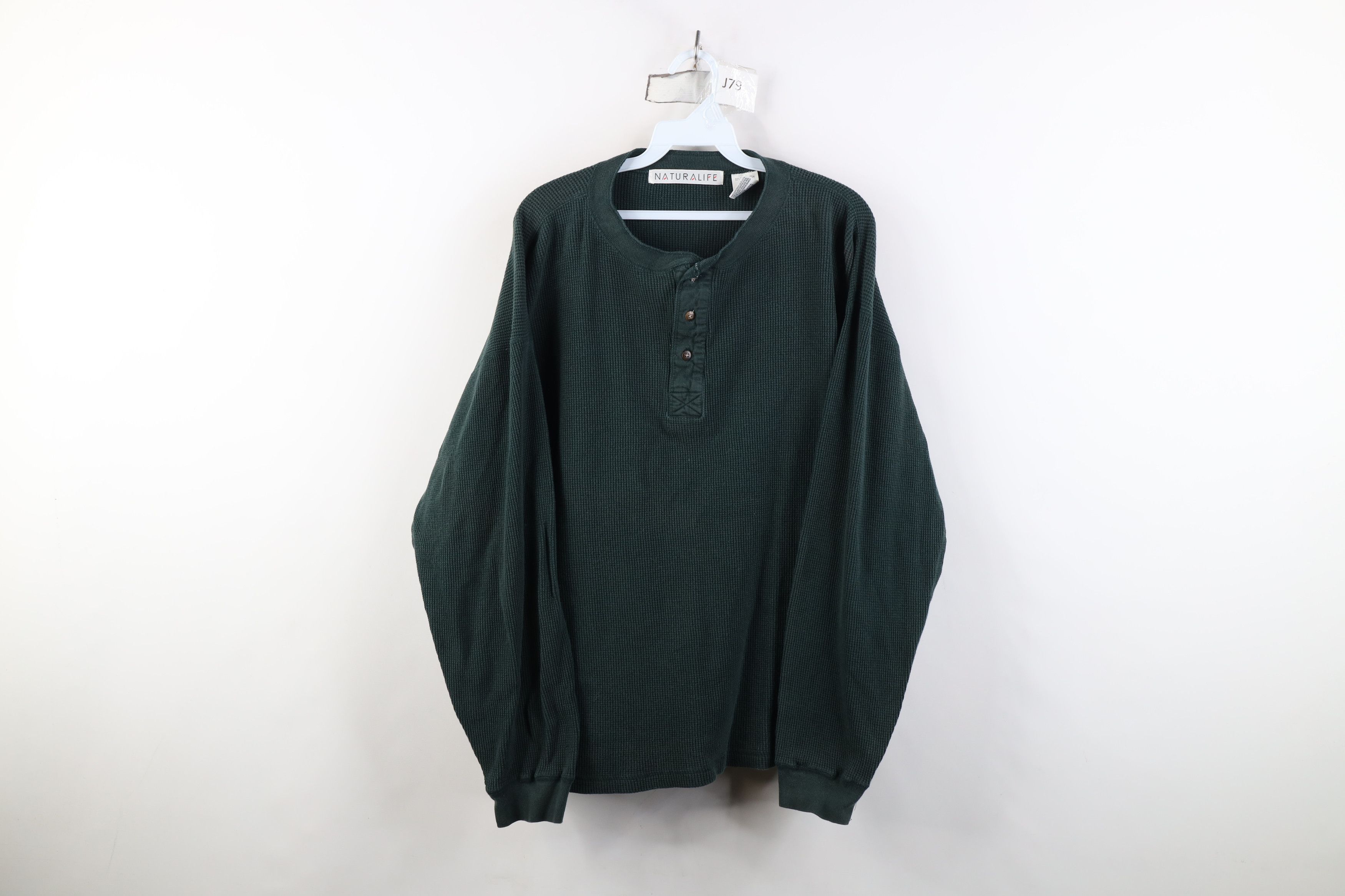 Vintage Vintage 90s Streetwear Knit Long Sleeve Henley T-Shirt Size US L / EU 52-54 / 3 - 1 Thumbnail