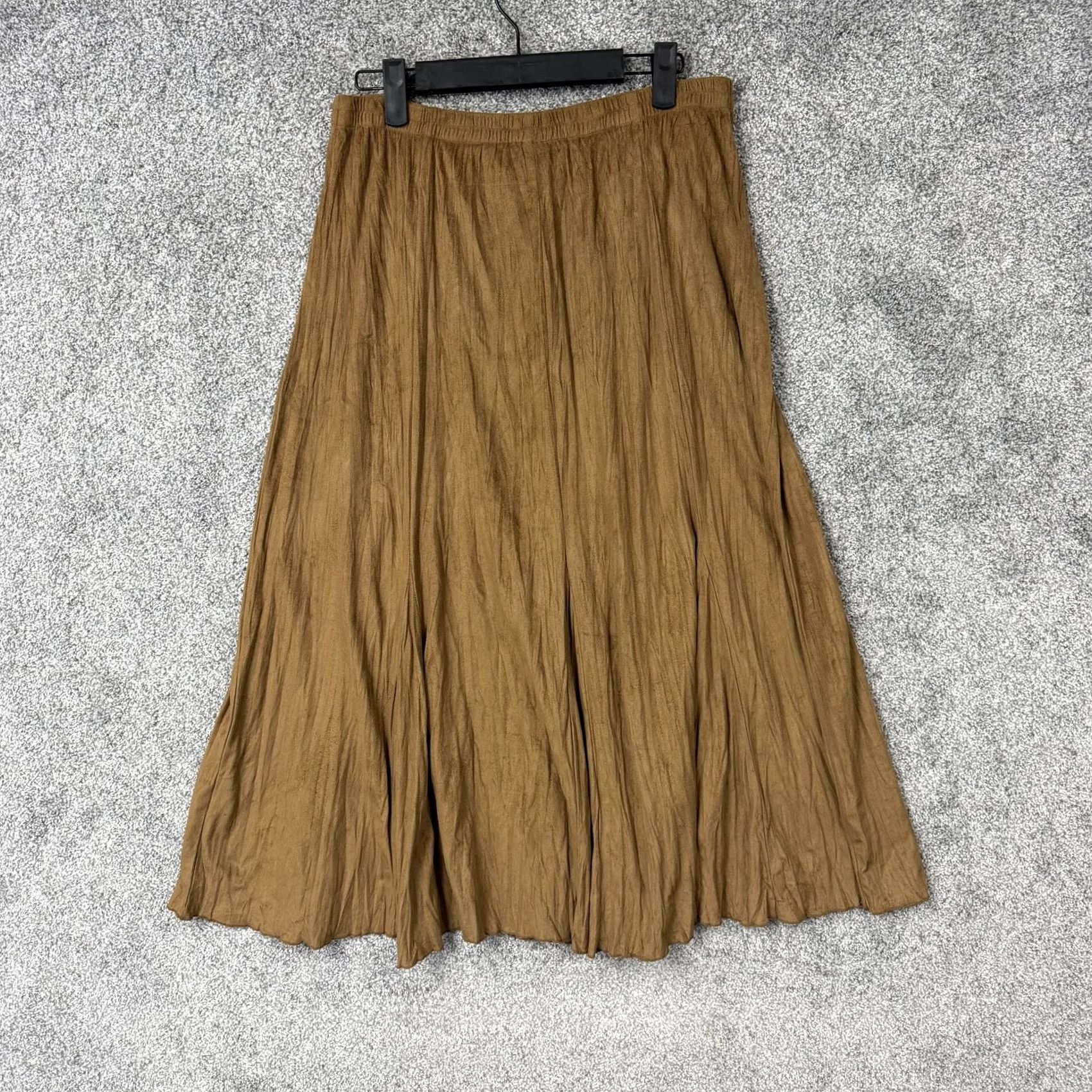 Vintage Christopher & Banks Skirt Women M Brown Peasant Midi Crinkle Elastic Waist Boho, Casual, 100% Polyester, Pull On, Regular, Fall & Spring Size 32" / US 10 / IT 46 - 7 Thumbnail