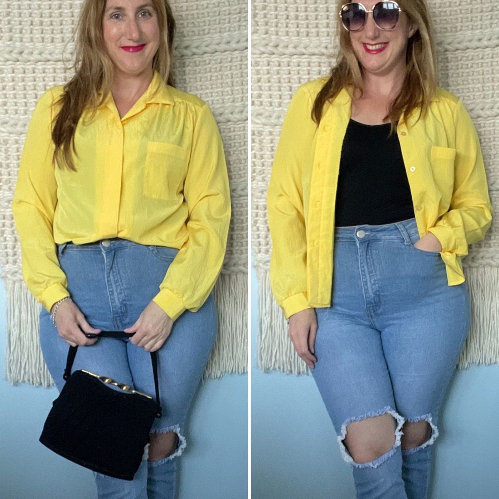 Vintage Vintage yellow light crinkle texture button down blouse M Size M / US 6-8 / IT 42-44 - 7 Thumbnail