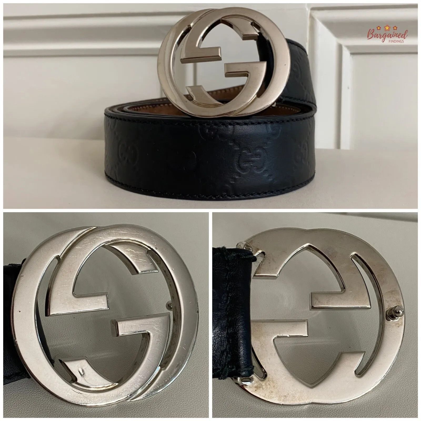 Gucci Gucci Guccissima Leather Silver Interlocking G Buckle Belt Size 34 - 3 Thumbnail