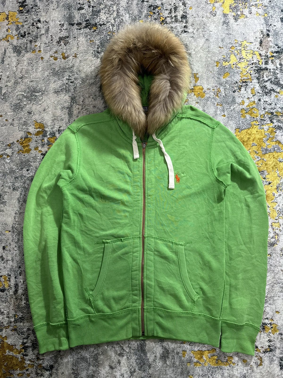 DISTRESSED POLO RL FUR ZIP HOODIE IfSixWasNine LGB STYLE