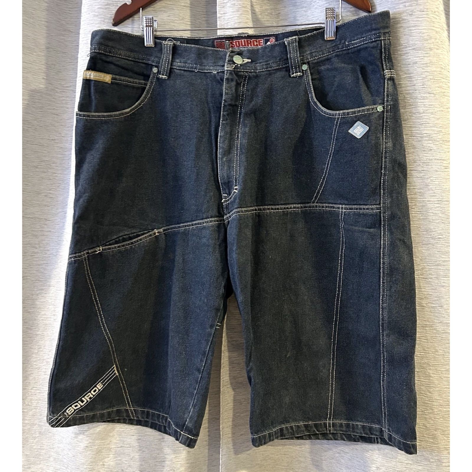 Vintage VINTAGE SOURCE Baggy Long Wide Blue Jean Shorts Jorts 90s Hip Hop Grunge 40 Mens Regular Size US 40 / EU 56 - 2 Thumbnail